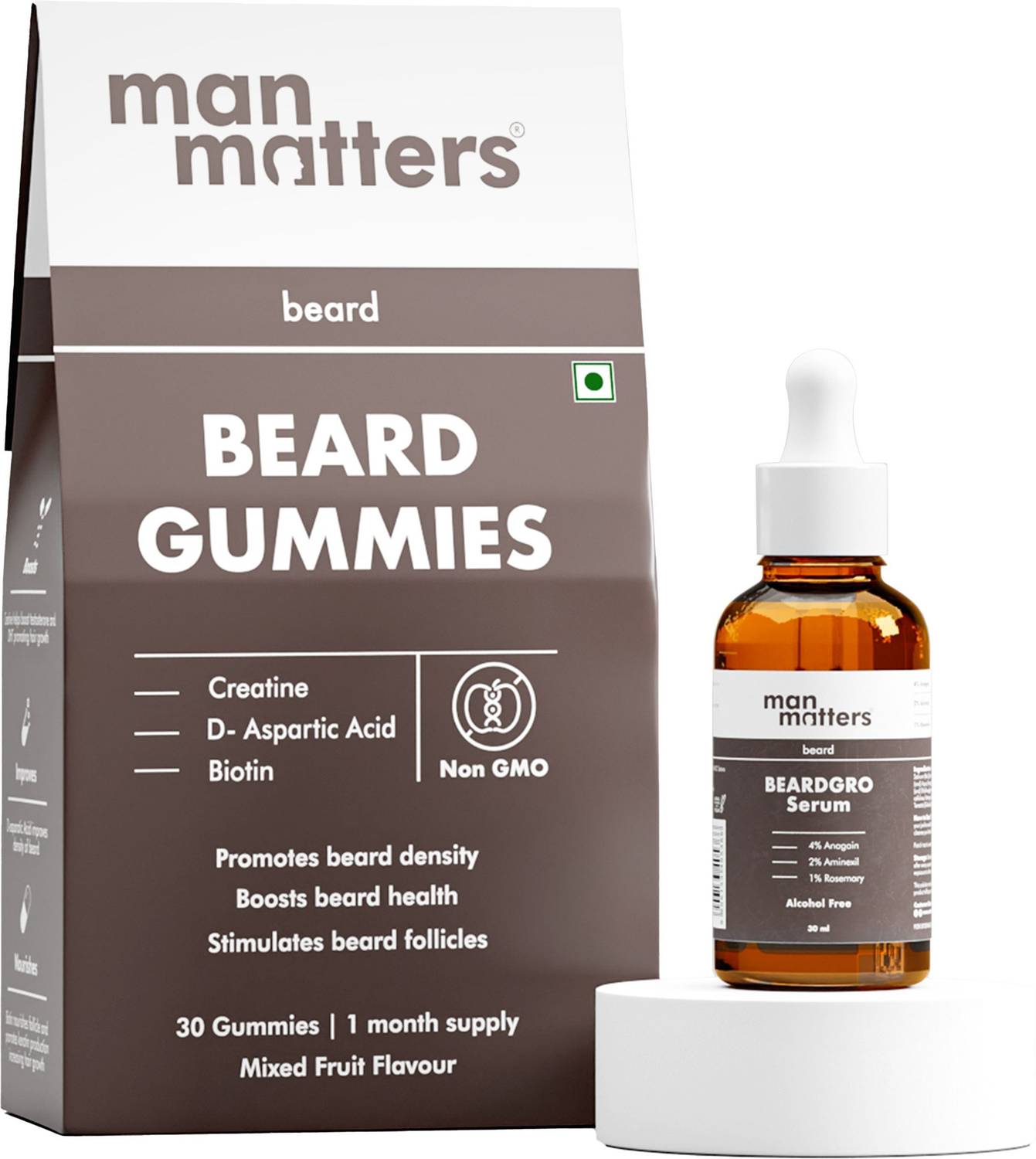 Man Matters Beard Oil Serum & Beard Gummies Combo - Image 1