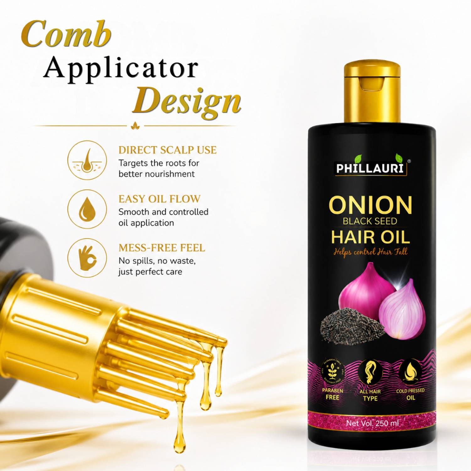Phillauri Onion Hair Oil with Black Seed, 100 ml - Image 4