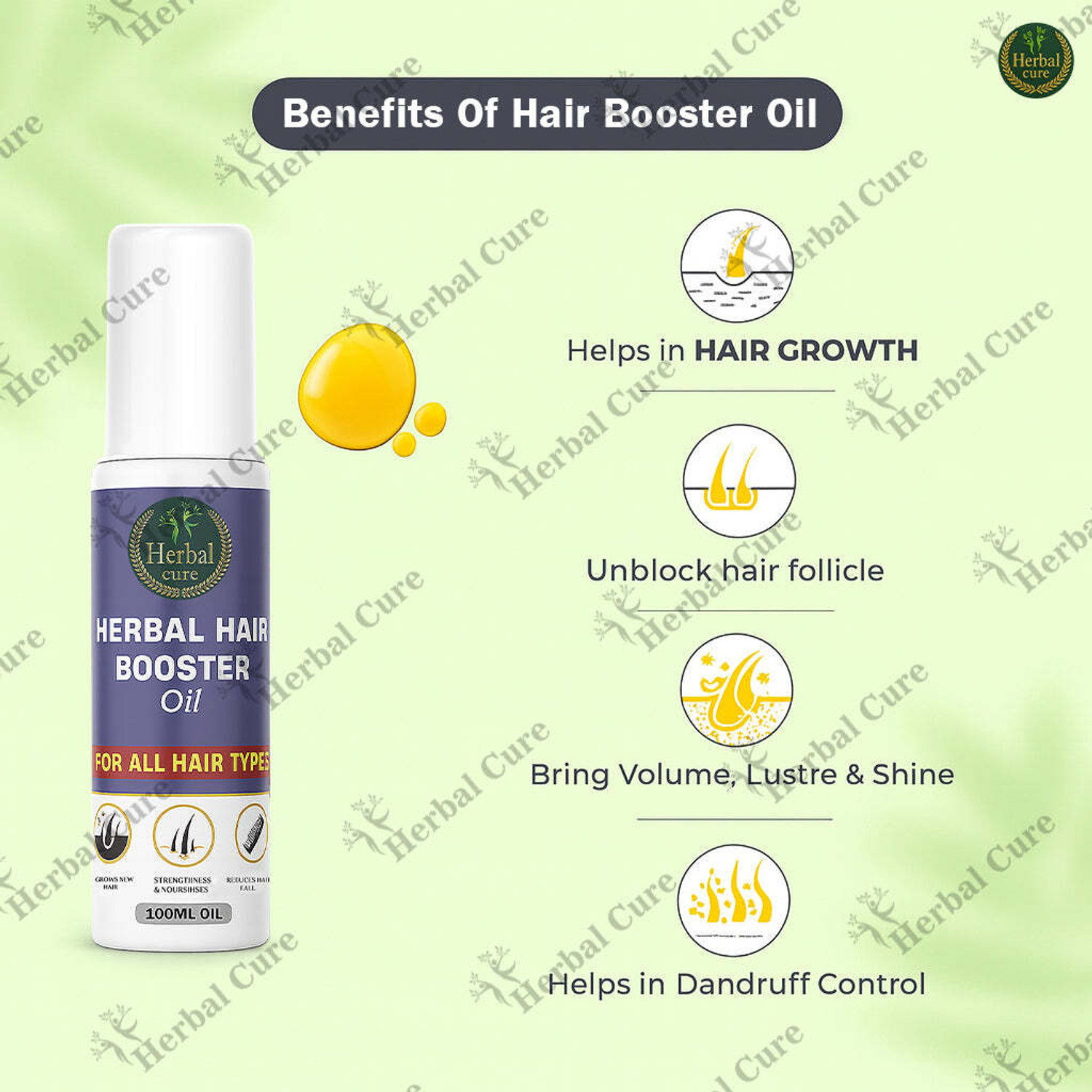 Image of Herbal Cure Herbal Hair Booster Oil for Shiny & Healthy Hair for Men and Women Hair Oil