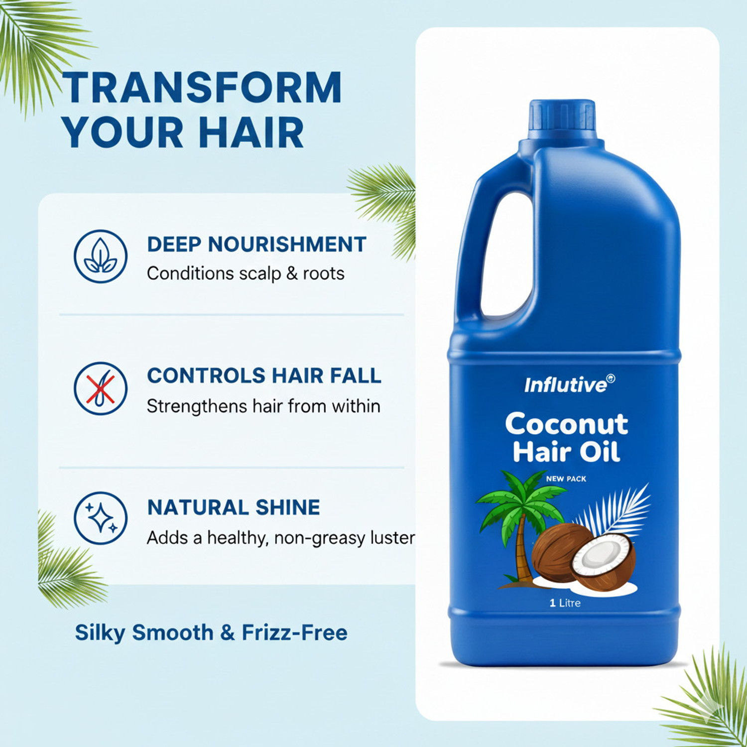 Image of Influtive COCONUT HERBAL HAIR OIL 1 LITRE NEW PACK Hair Oil