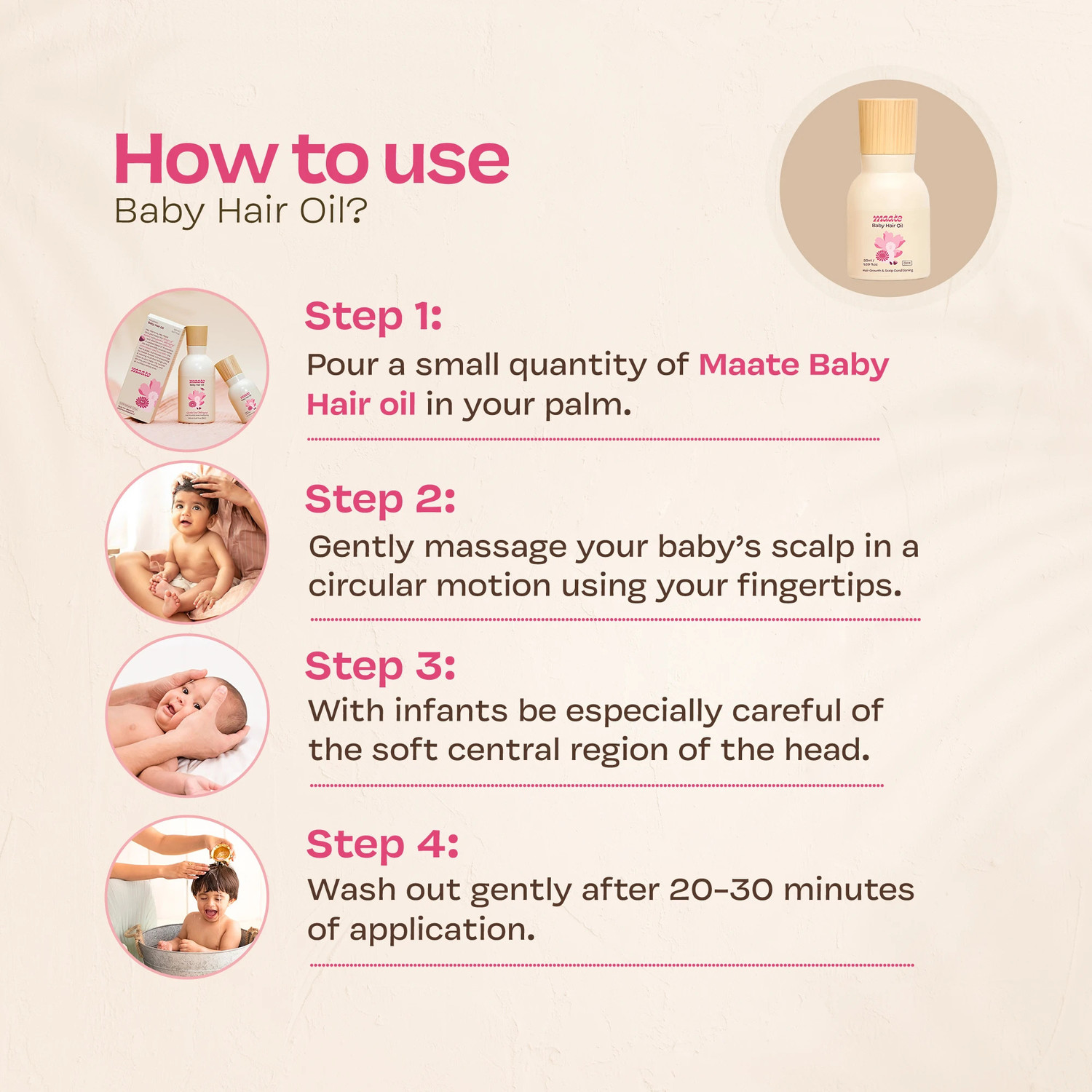 Image of MAATE Baby Hair Oil 50 ml (Pack of 2) | For Newborn�s Hairs & Scalp Conditioning Hair Oil