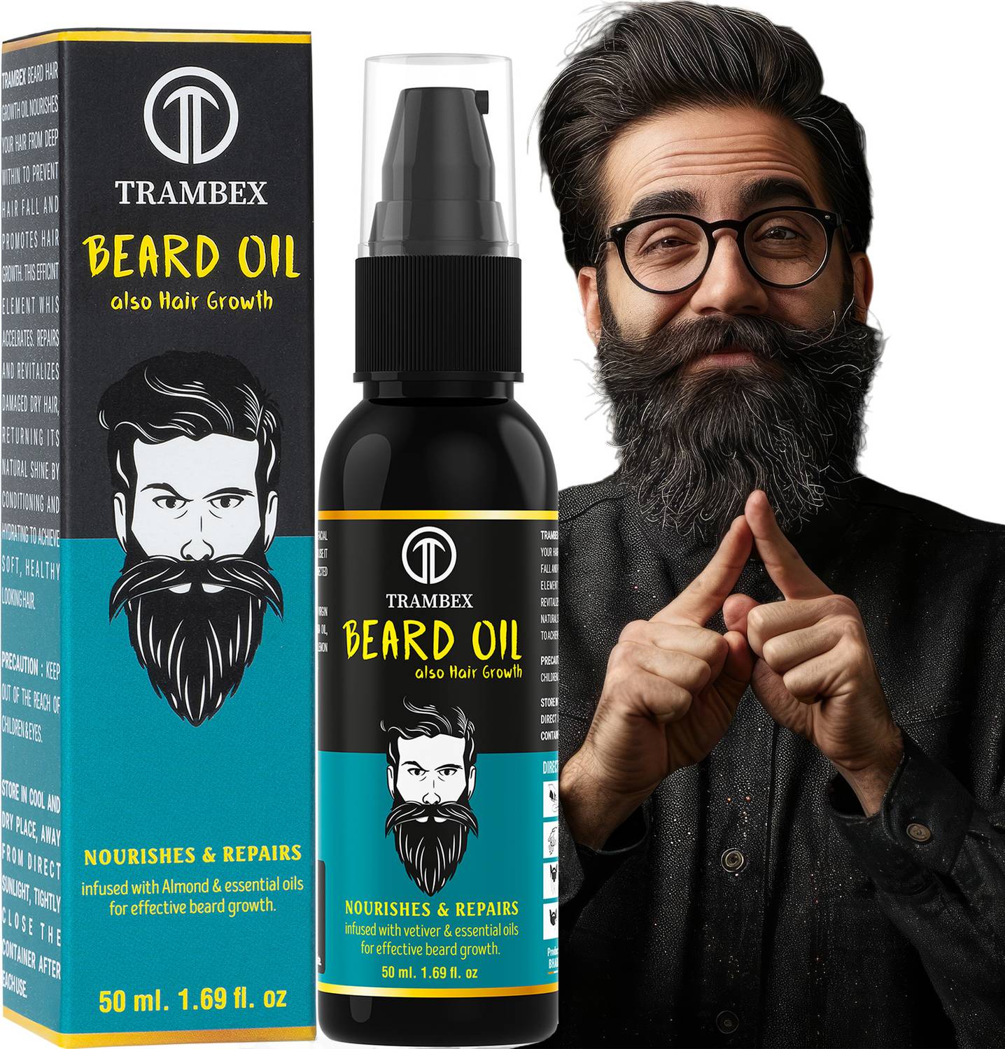 Trambex Pure Beard Growth Hair Oil 100% Natural Oil Used Beard oi