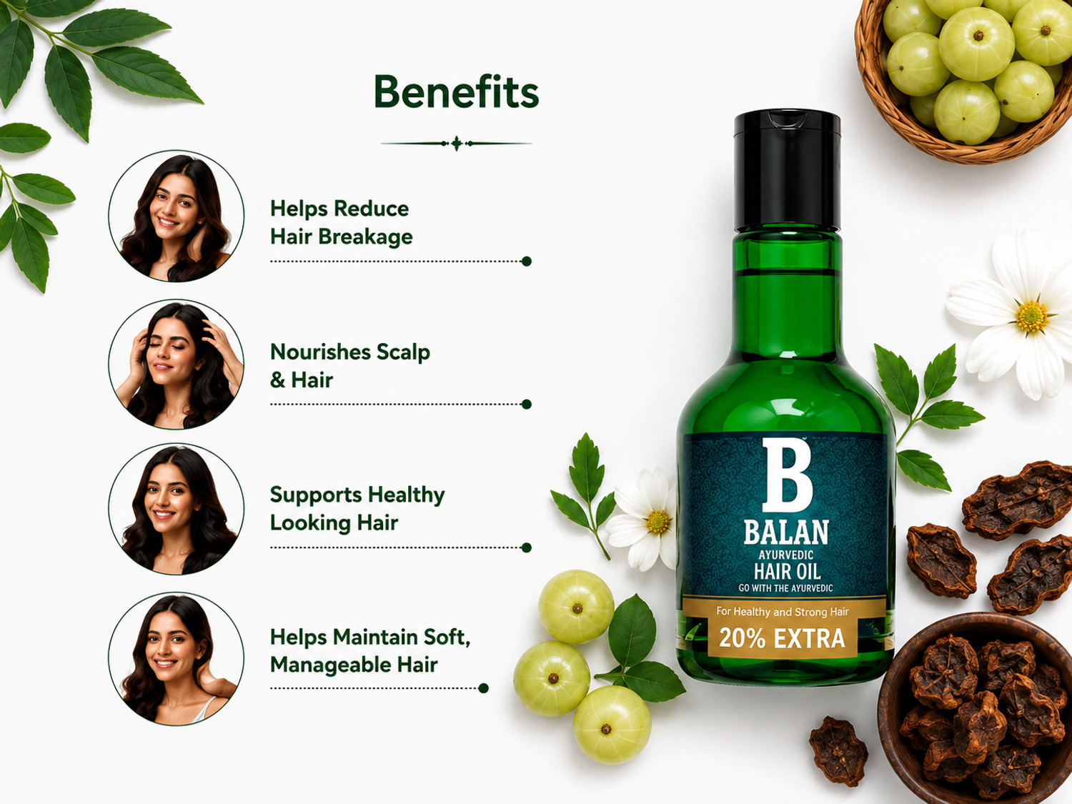 Image of balan Ayurvedic Hair Oil 200ml Oil for Men & women | Revitalises Dry, Frizzy Hair Oil