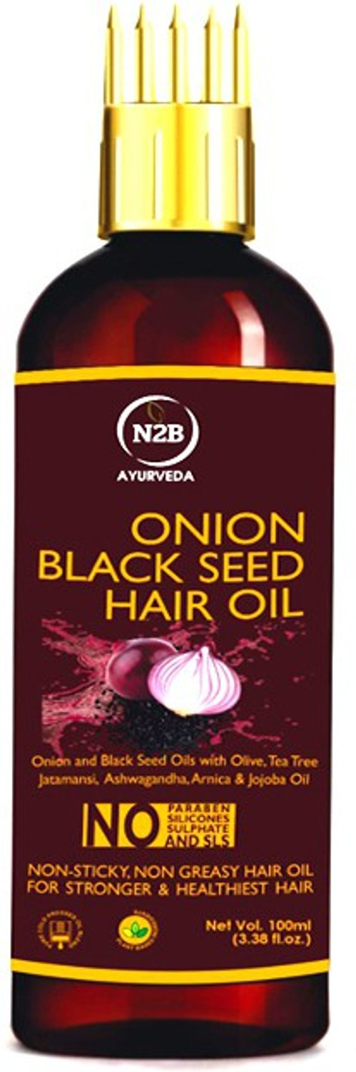 Image of N2B Onion Black Seed Hair Oil - WITH COMB APPLICATOR - Controls Hair Fall Hair Oil