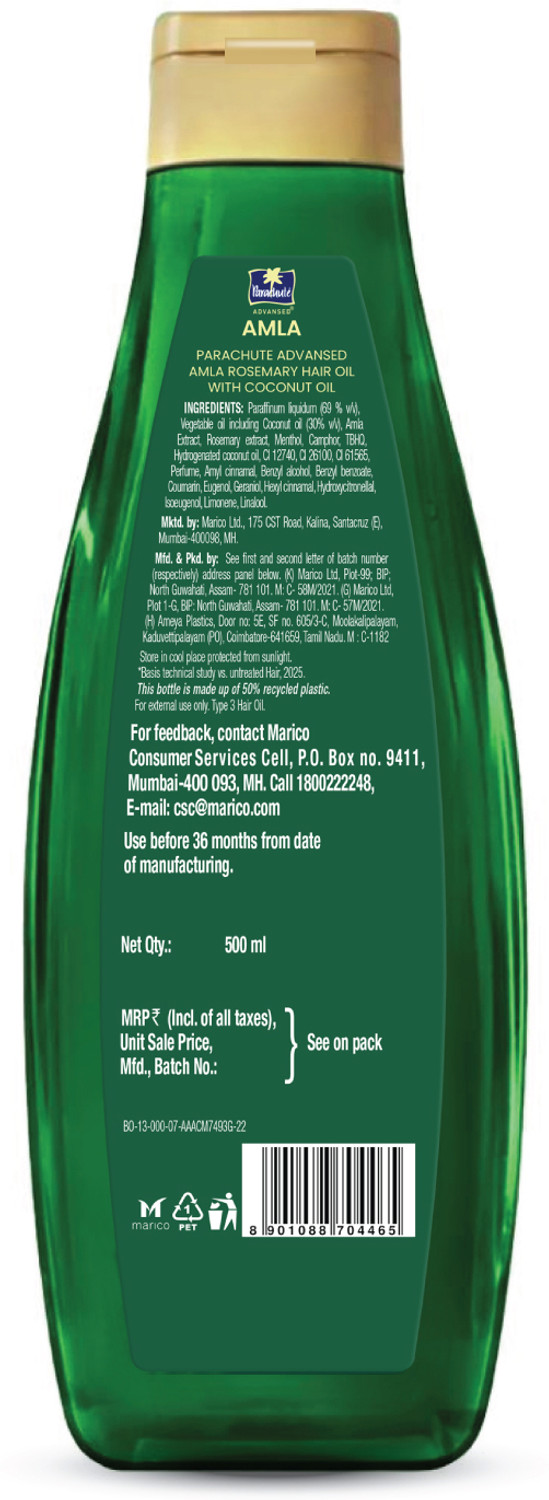 Image of Parachute Advansed Amla Rosemary Hair Oil | Amla & Rosemary | For All Hair Types Hair Oil