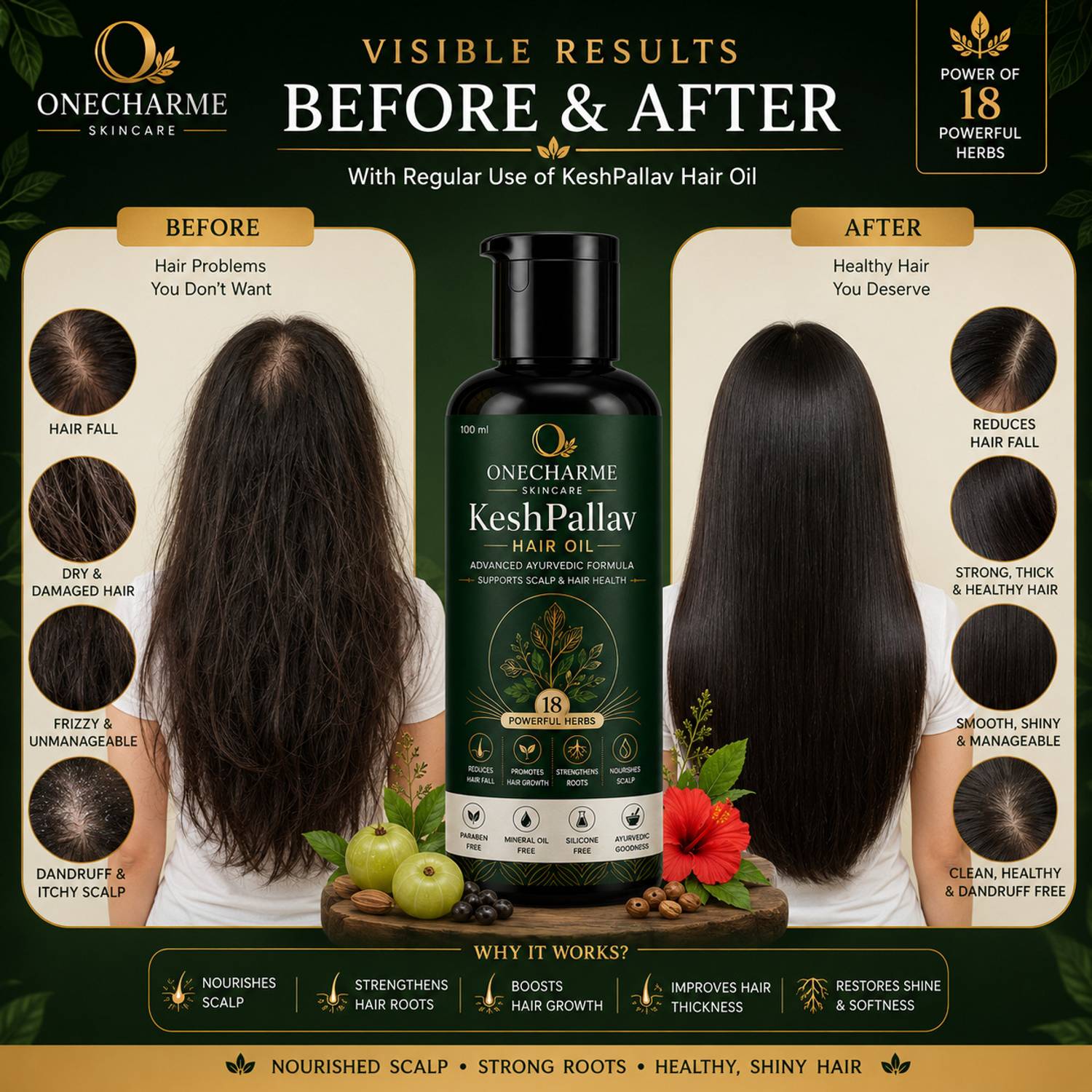 Onecharme KeshPallav Ayurvedic Hair Oil - Image 3