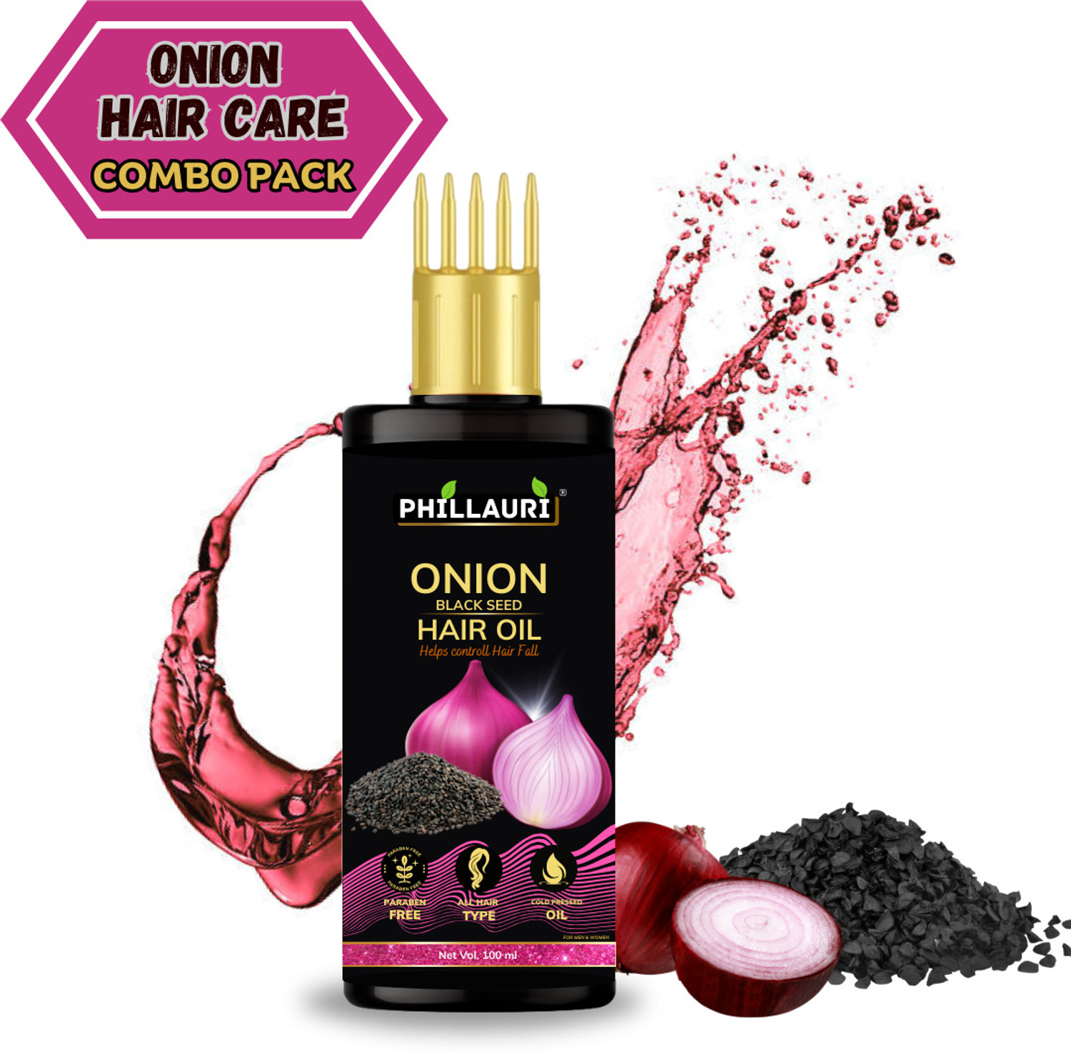 Image of Phillauri Black Seed Hair Oil Strengthen, and Restore Your Hair with Our Unique Formula Hair Oil