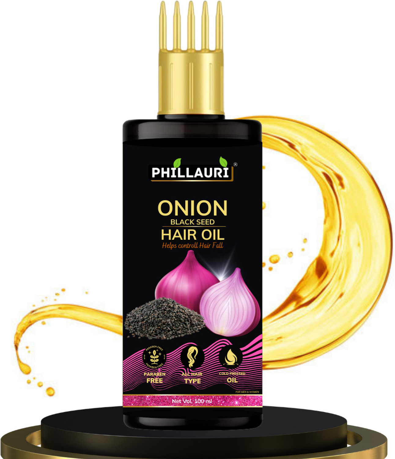 Image of Phillauri Black Seed Onion Hair Oil For Hair Re-growth Hair Oil