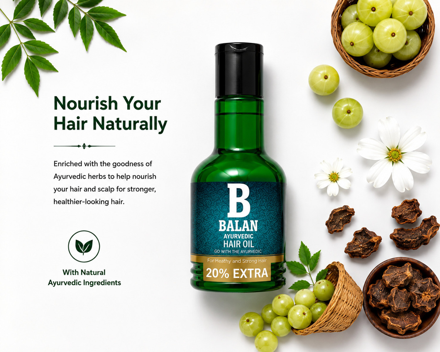 Image of balan Ayurvedic Hair Oil 200ml Oil for Men & women | Revitalises Dry, Frizzy Hair Oil