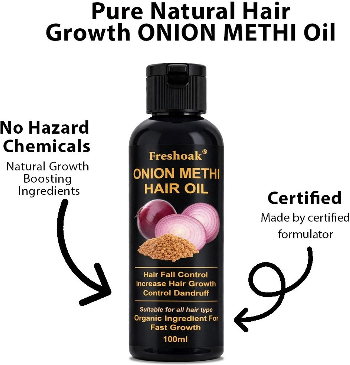Image of freshoak Onion Methi Hair Nourishing Oil with Herbal Goodness Hair Oil