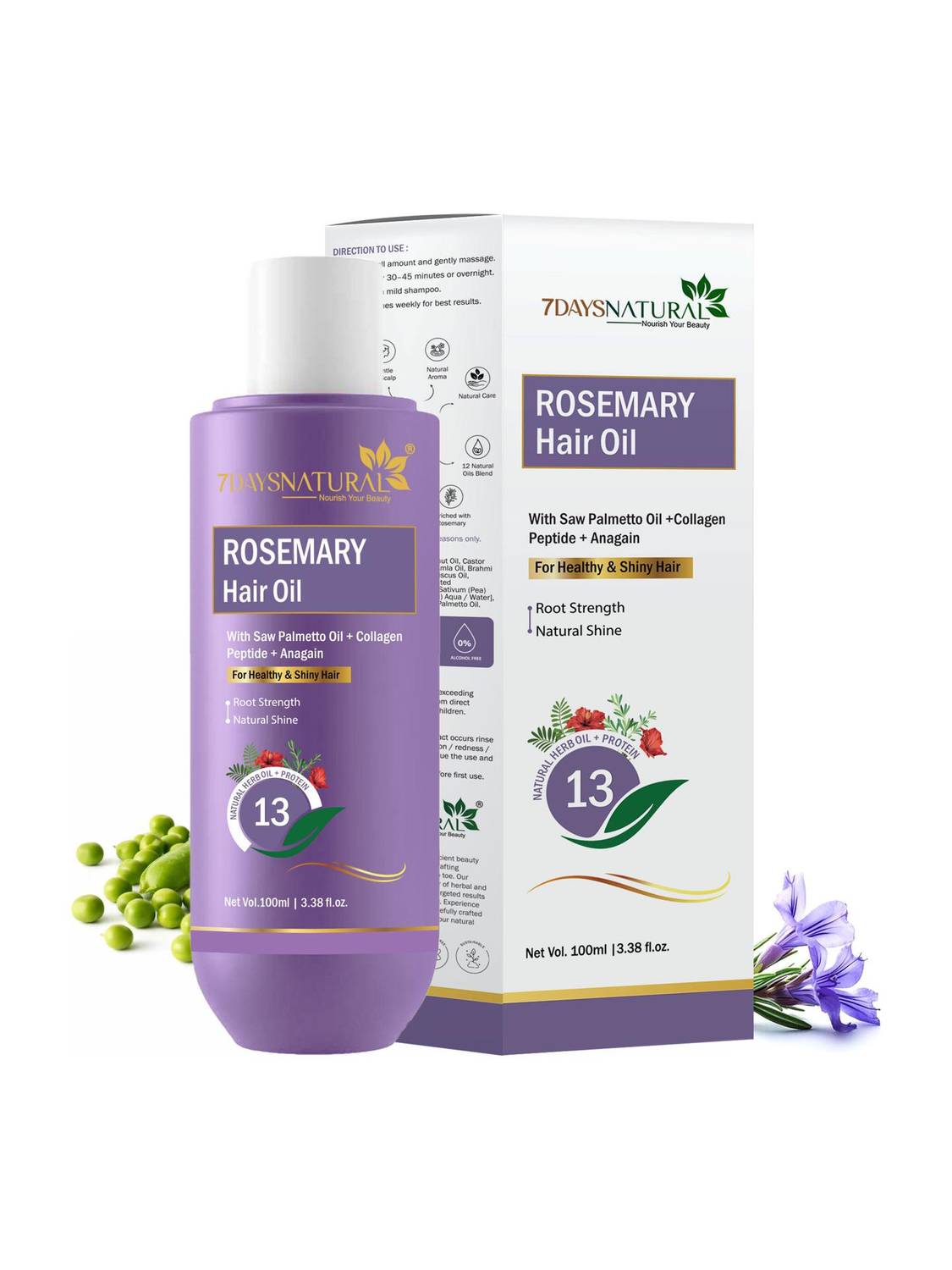 7days natural Rosemary & Hibiscus Hair Growth Oil enriched with Bhringraj for New Hair Growt Hair Oil