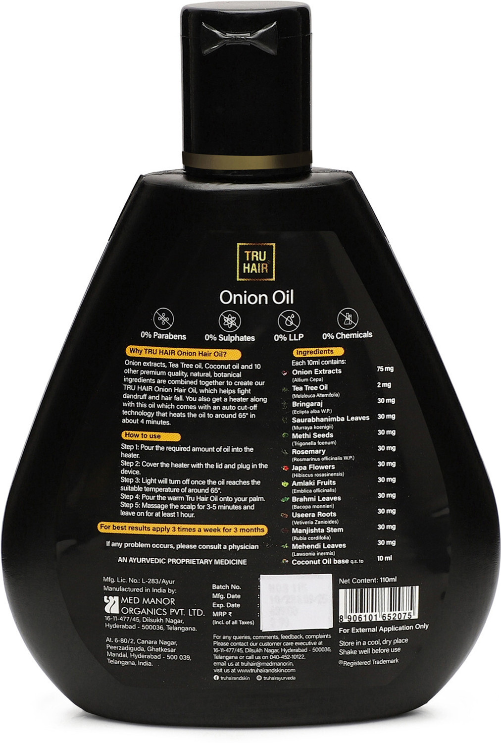 Image of TRU HAIR Onion Oil with Heater to warm the Oil Hair Oil