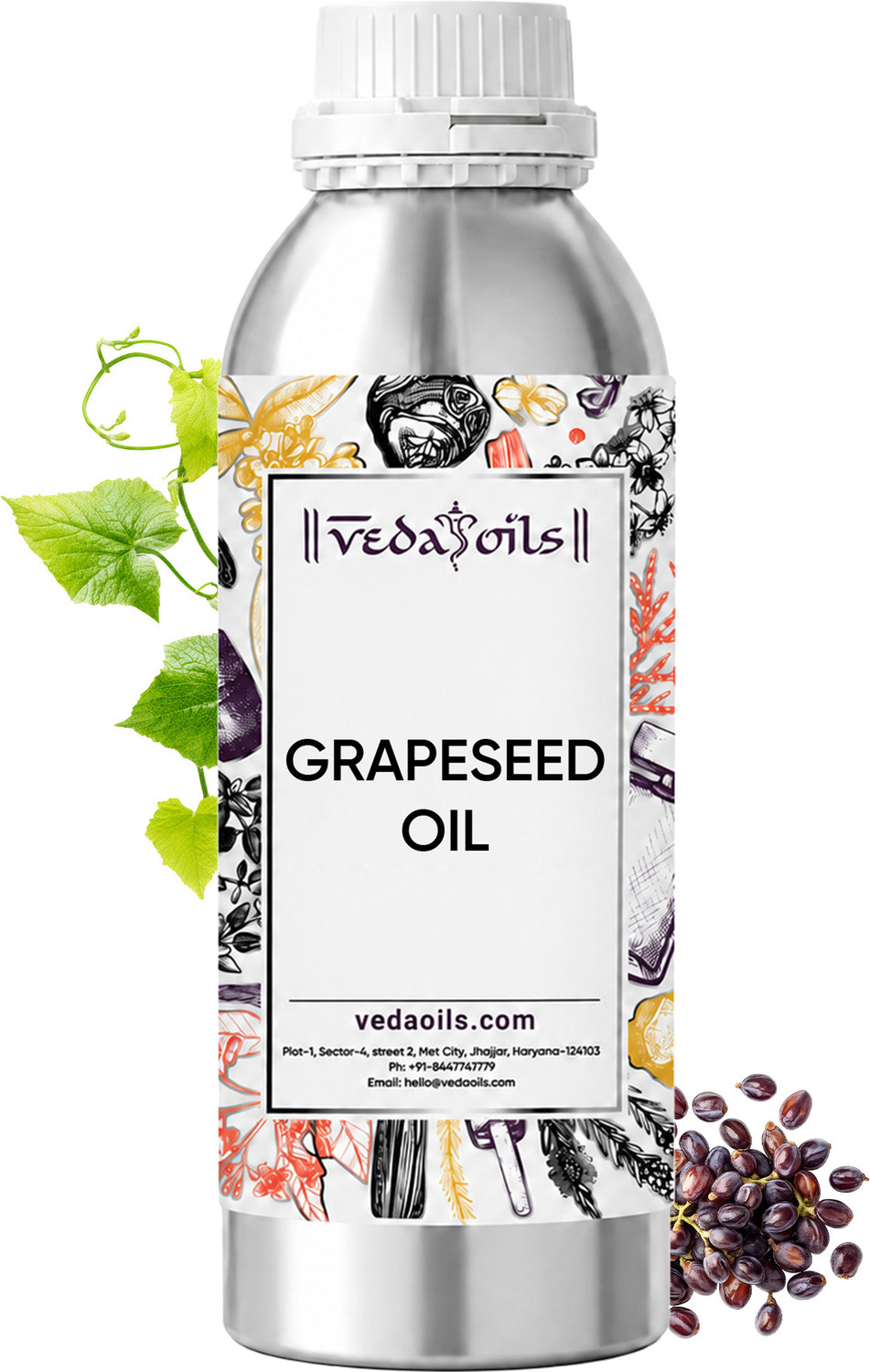 VedaOils Cold Pressed Grapeseed Oil for Hair Growth, Skin & Face Massage Hair Oil