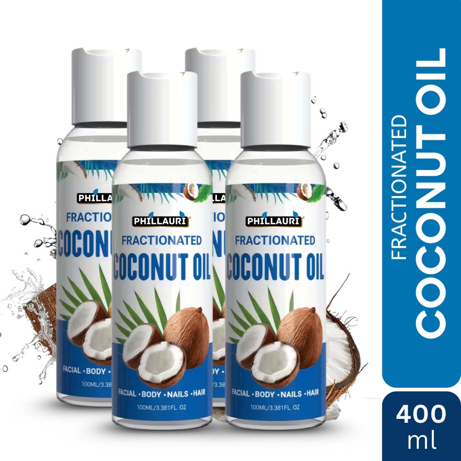 Image of Phillauri Fractionated Coconut Oil for Daily Skin & Hair Care | Non-Greasy Formula Hair Oil