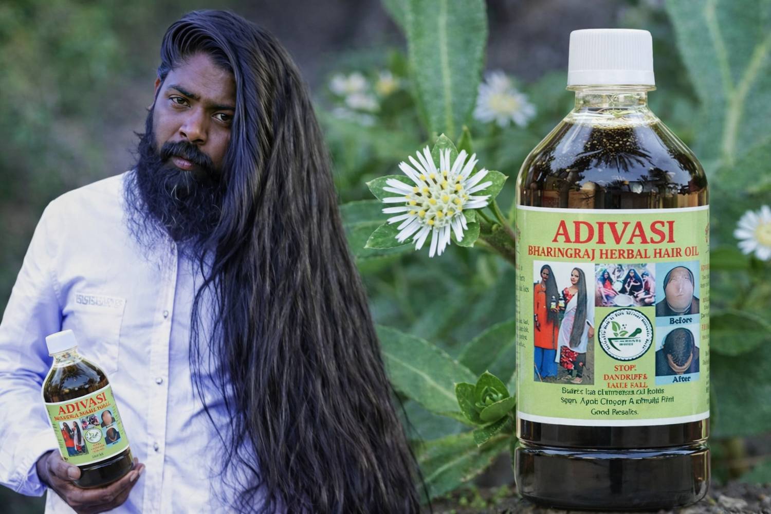 Adivasi Bhringraj Herbal Hair Oil for Hair Growth & Hair Fall Control Men & Women 500ml Hair Oil