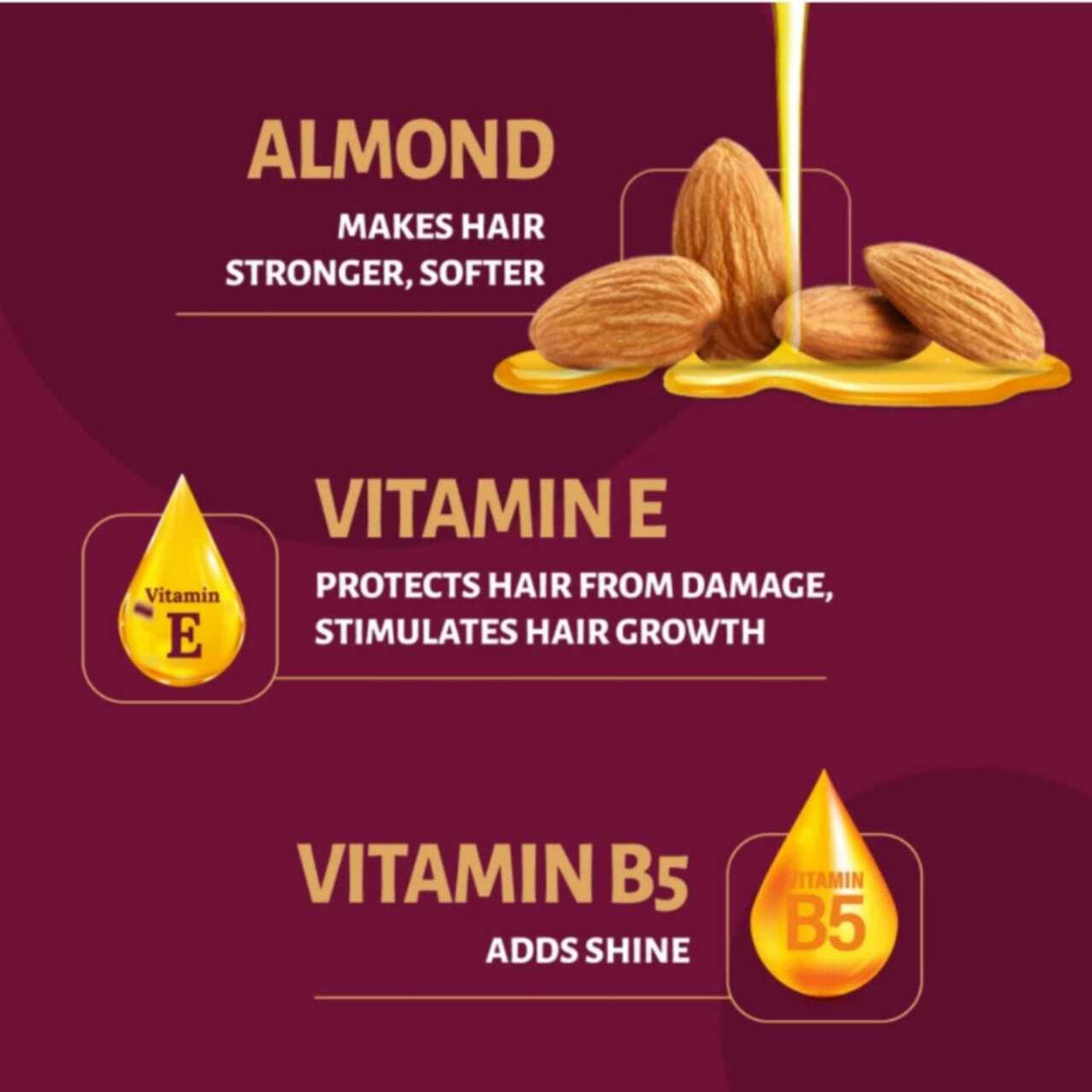 Image of HAIR & CARE Almond Vitamin E & B5 Reduces Hair Fall Oil 500ml Hair Oil