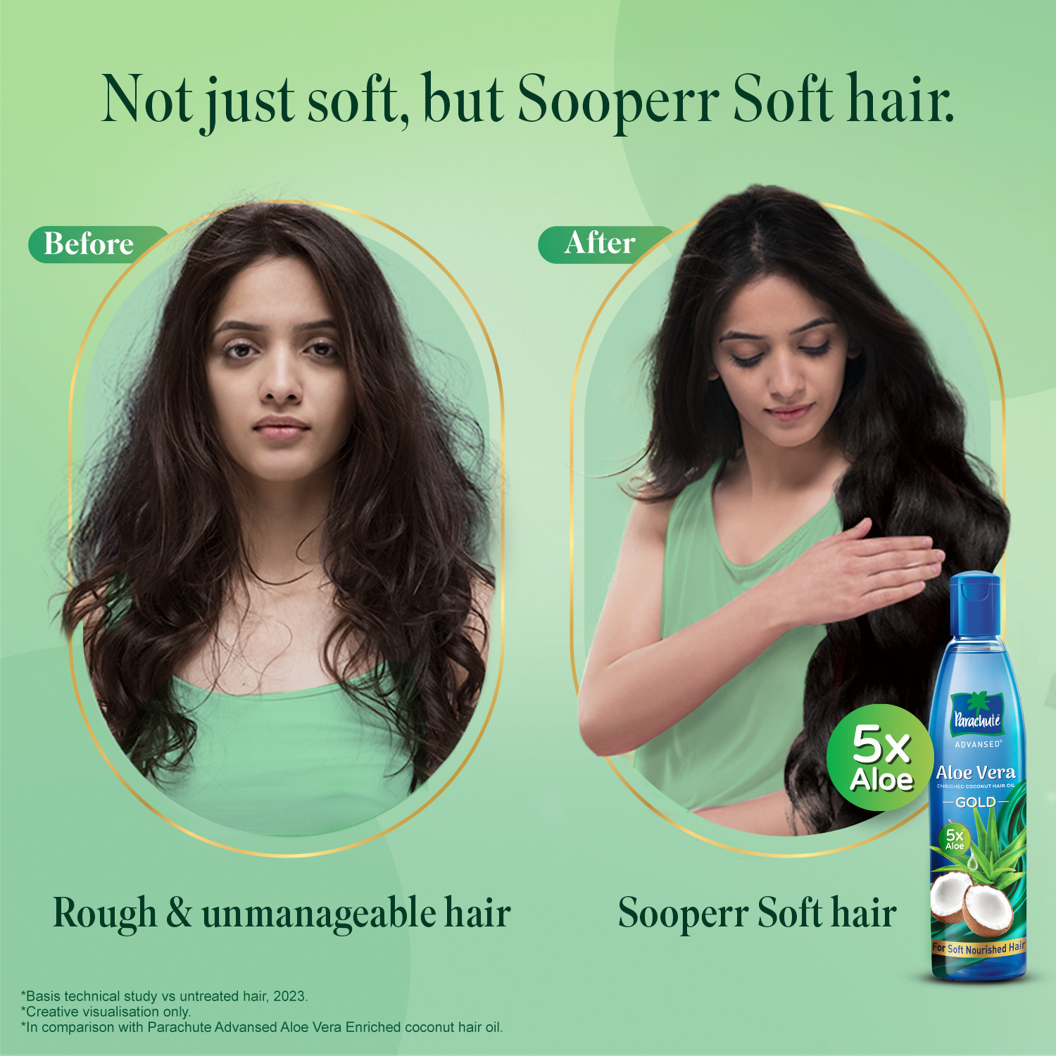 Image of Parachute Advansed Aloe Vera Enriched Coconut Hair Oil Gold, 5X Aloe Vera With Coconut Hair Oil
