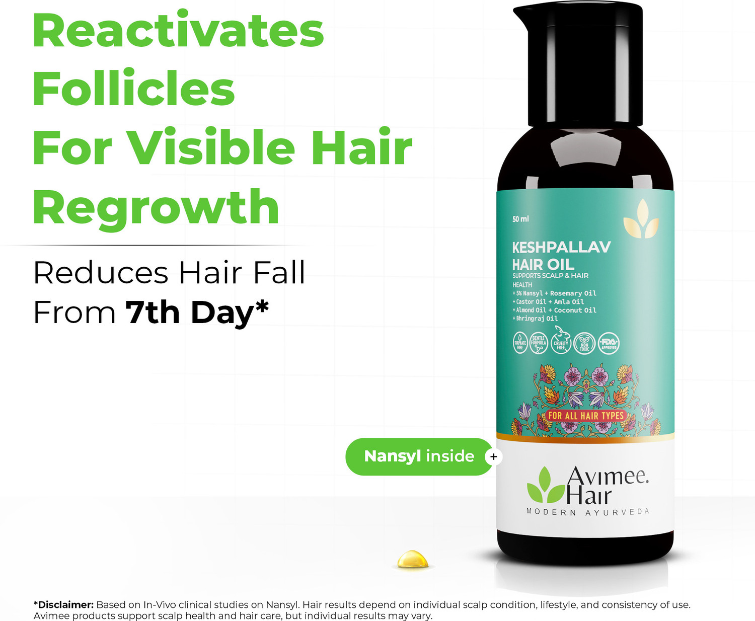 Image of Avimee Herbal Keshpallav Hair Oil with Rosemary | Hairfall Control and Growth Hair Oil (50 ml) Hair Oil