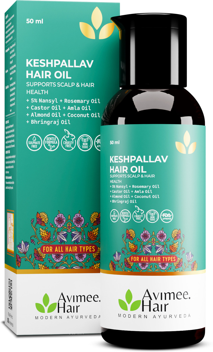 Image of Avimee Herbal Keshpallav Hair Oil with Rosemary | Hairfall Control and Growth Hair Oil (50 ml) Hair Oil