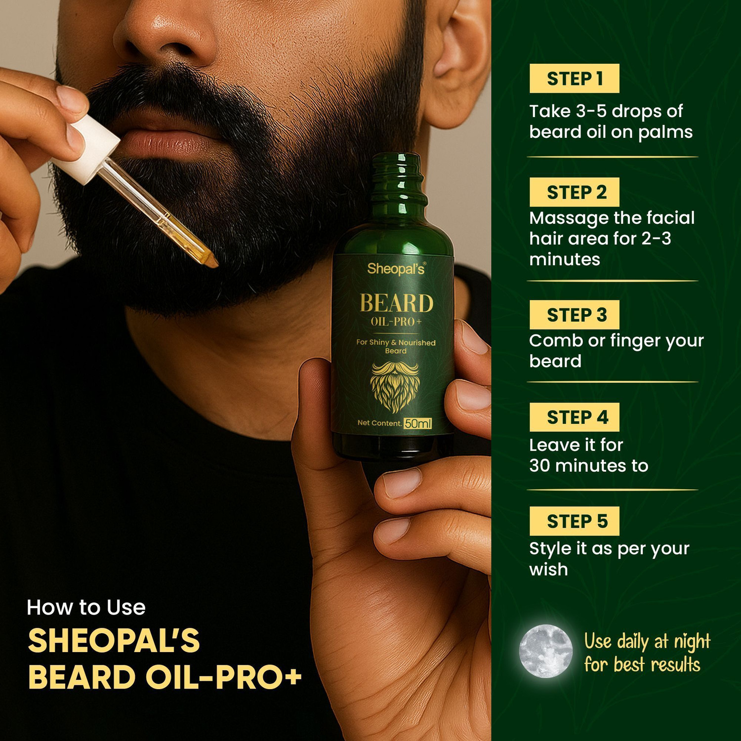 Image of Sheopals Beard Growth Oil Pro+ for More Beard Growth with Jojoba Oil, Coconut Oil Hair Oil