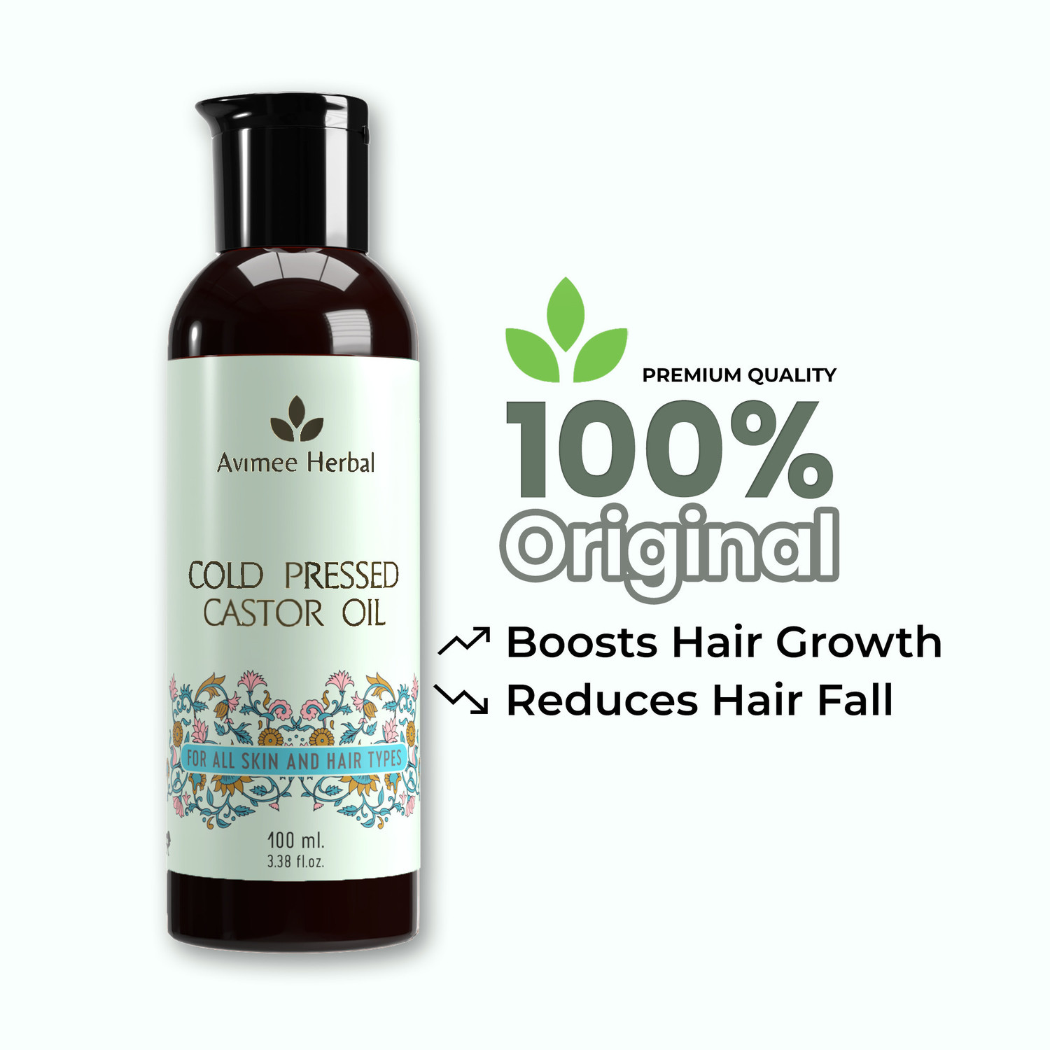 Image of Avimee Herbal Cold-Pressed 100% Pure Castor Hair Oil