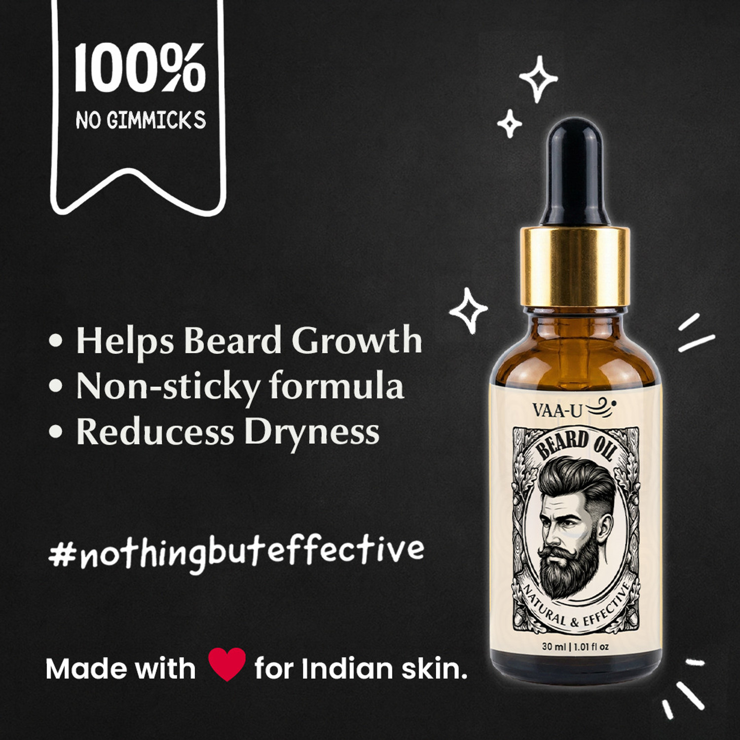Image of VAA-U Beard Oil with Almond and Rosemary (30ml) and Derma Roller (0.5mm) (2 Items in the set)