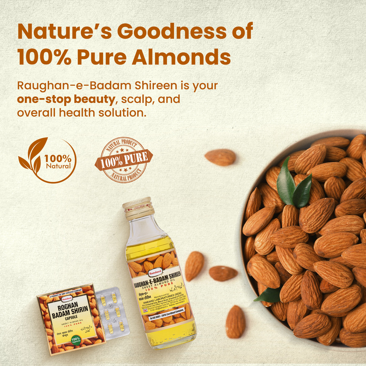Image of Hamdard RAUGHAN-E-BADAM SHIREEN | Sweet Cold Pressed and Almond Oil Hair Oil