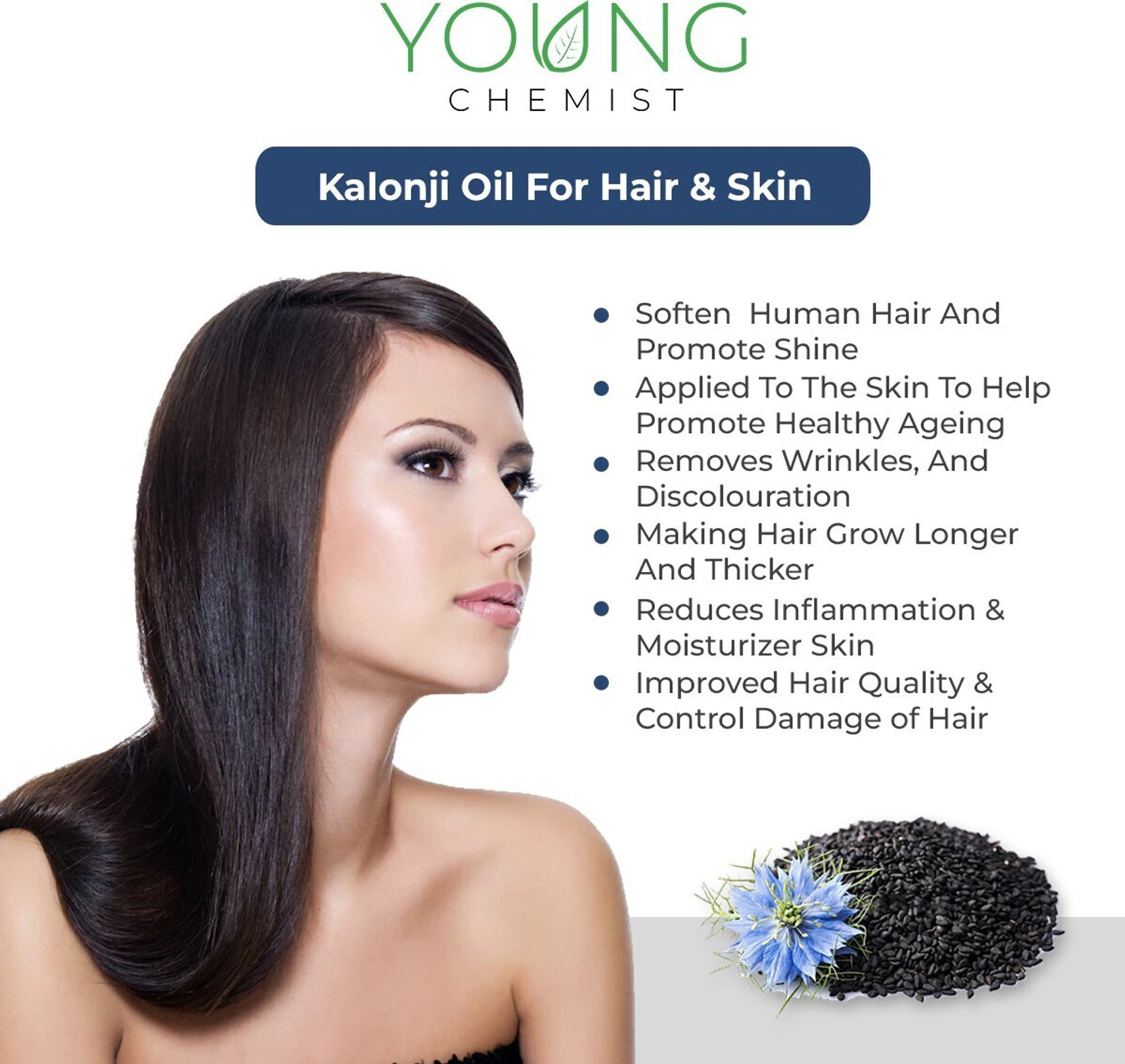 Image of Young Chemist 100% Pure, Natural, Undiluted & Cold Pressed Virgin Kalonji Oil Hair Oil