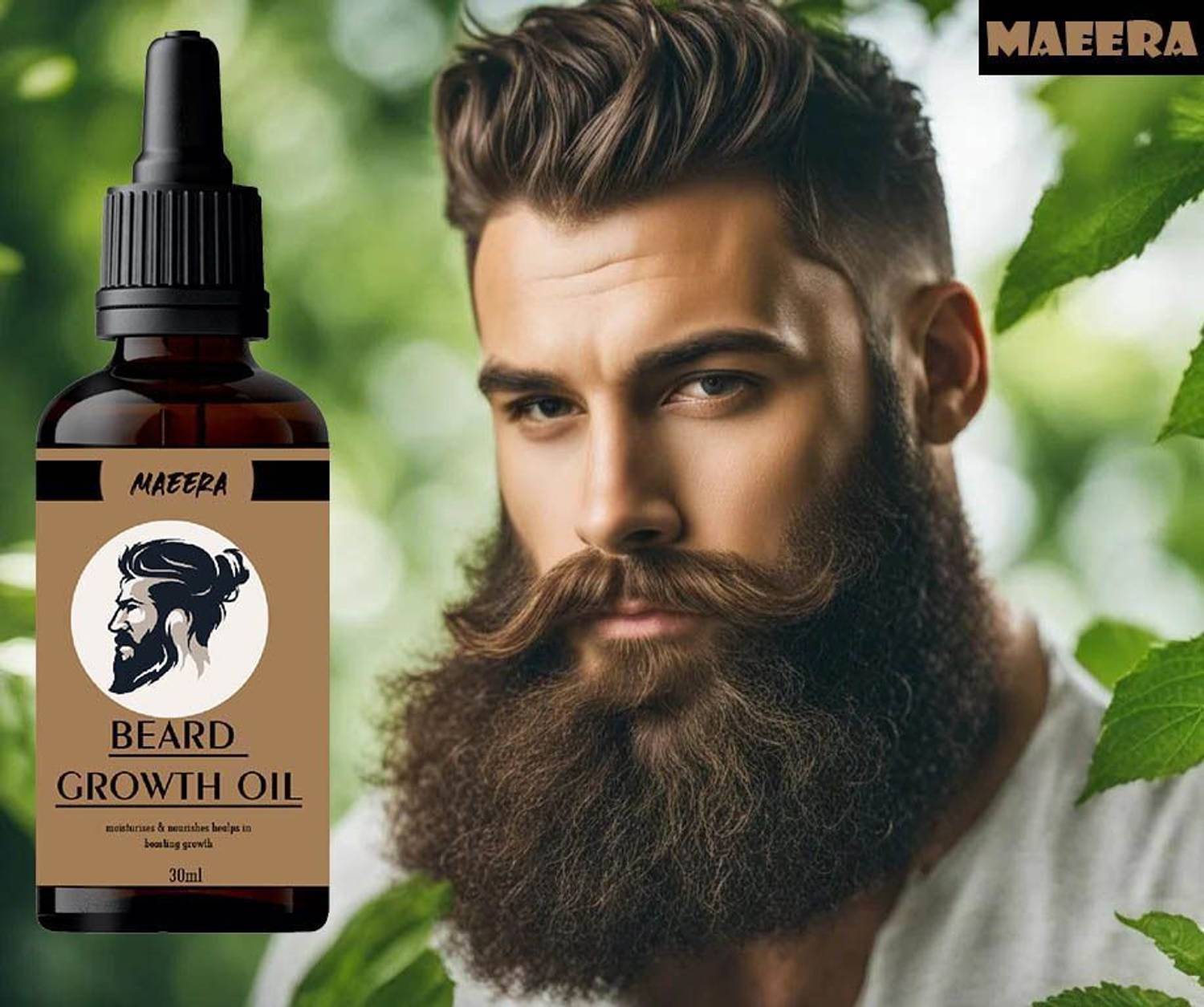 MAEERA Beard Oil for Growing Beard Faster with Almond & Thyme, 10...mo