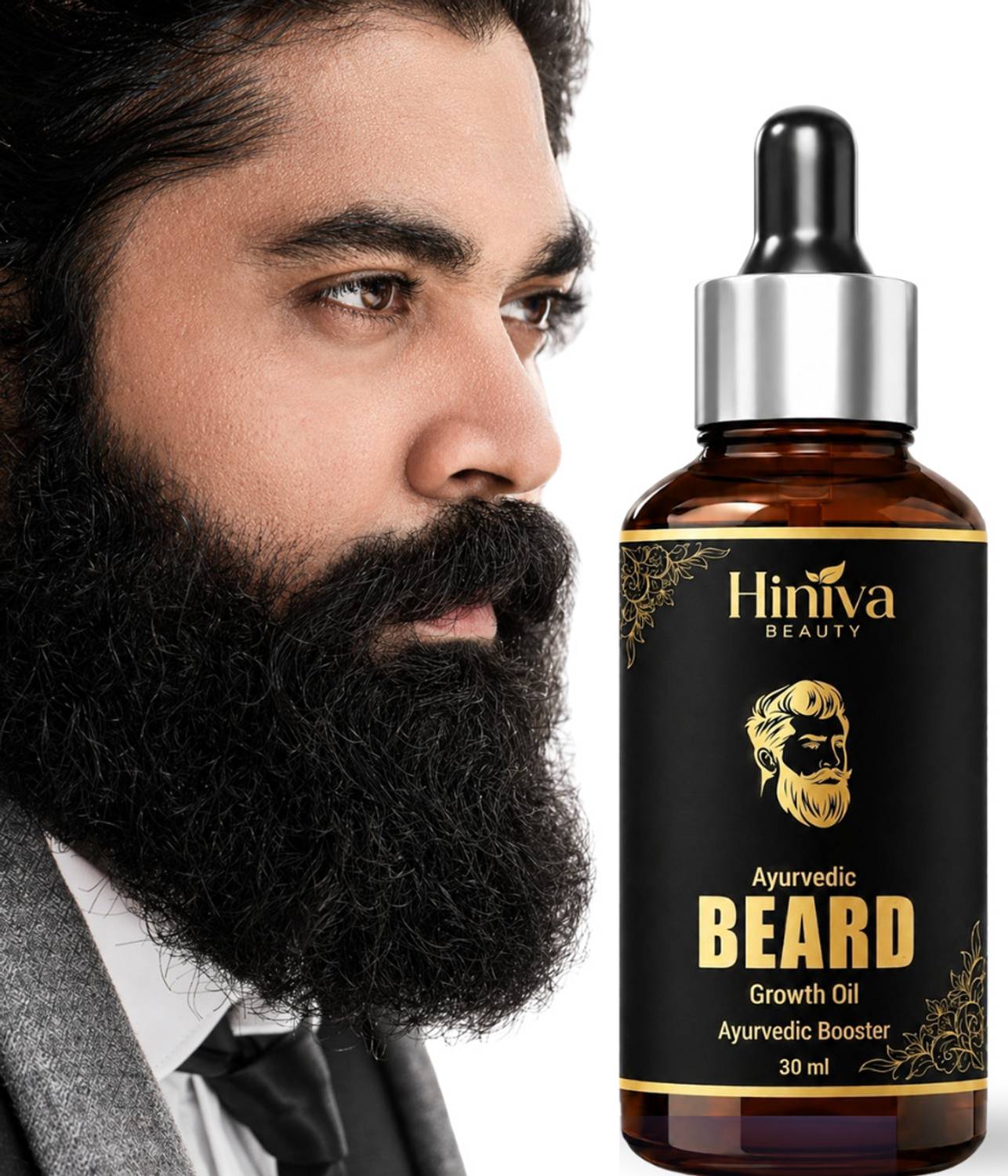 Hiniva Beauty Ayurvedic Beard Growth Oil for Men Faster Beard H