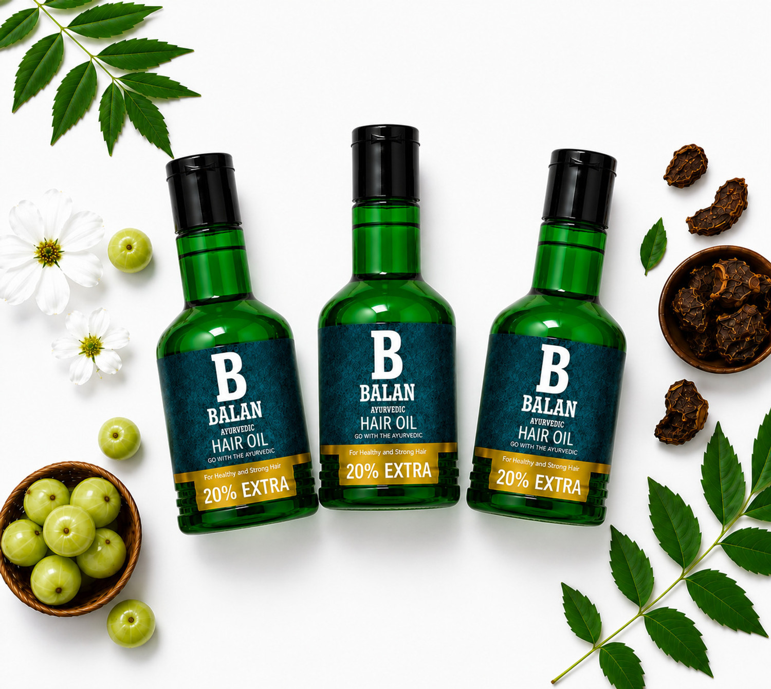 Image of balan Ayurvedic Hair Oil (100 ml + 20% Free) | Pack of 3 | Natural Hair Fall Control Hair Oil