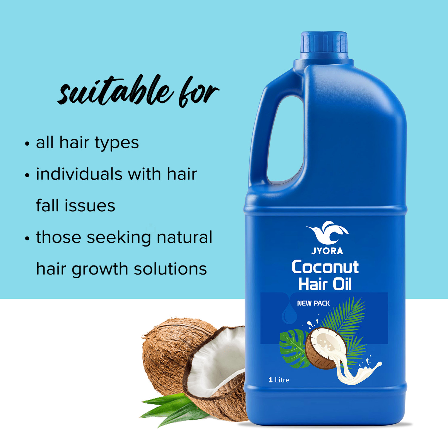 Image of JYORA Coconut Hair Oil Hair Growth, Hair Fall Control & Anti Dandruff | Pure Coconut Hair Oil