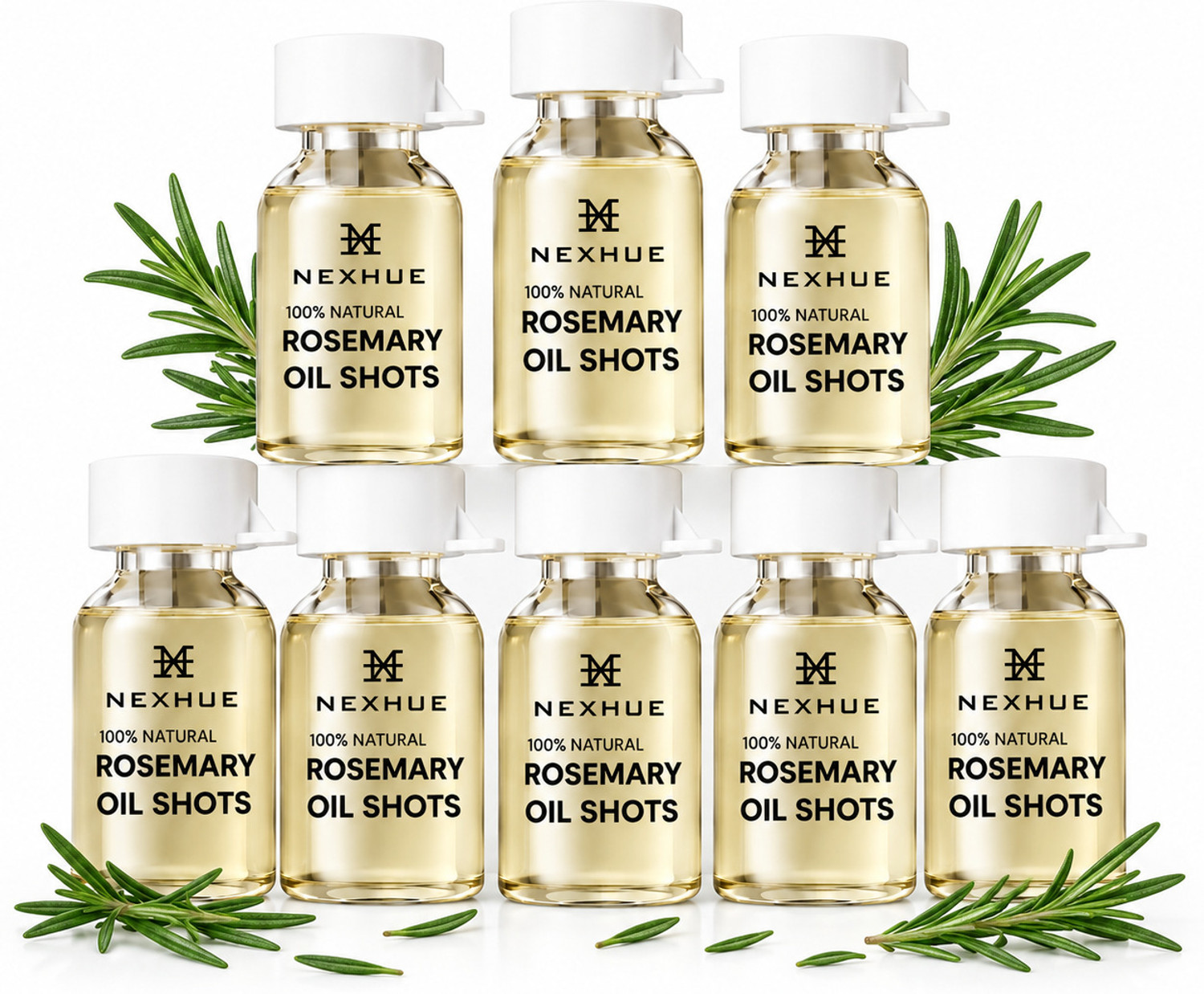 Nexhue 20% Rosemary Oil Shots with 10% Olive Oil | Boosts Growth in 4 Weeks Hair Oil