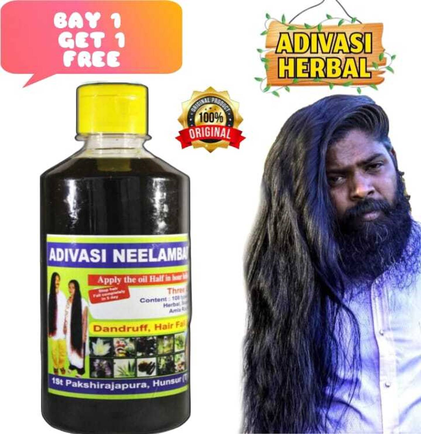 Adivasi hair dandruf cantrol best result for all hair problem funchi 250ml+250ML Hair Oil