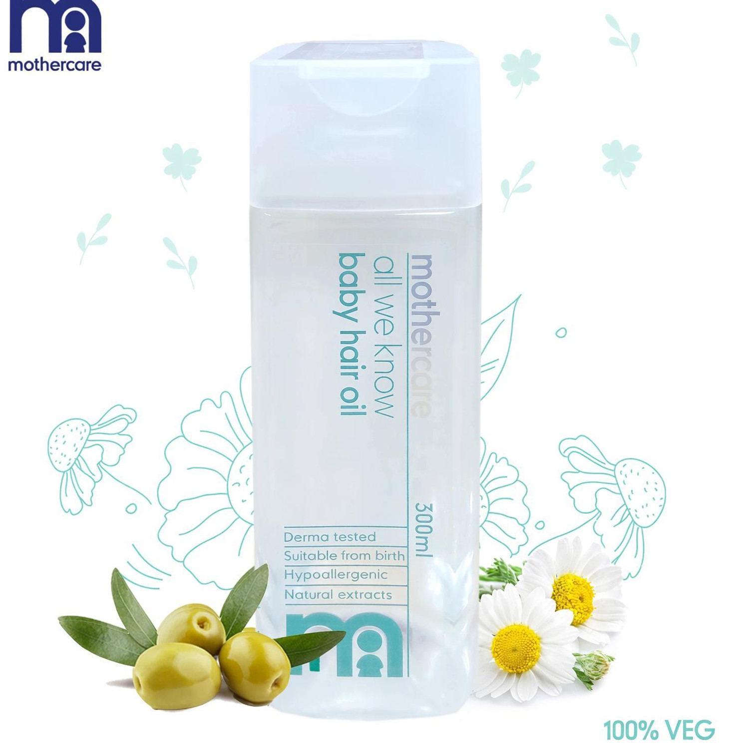 Image of Mothercare All We Know Baby Hair Oil | With Goodness of Olive Oil & Chamomile Extract Hair Oil (300 ml)