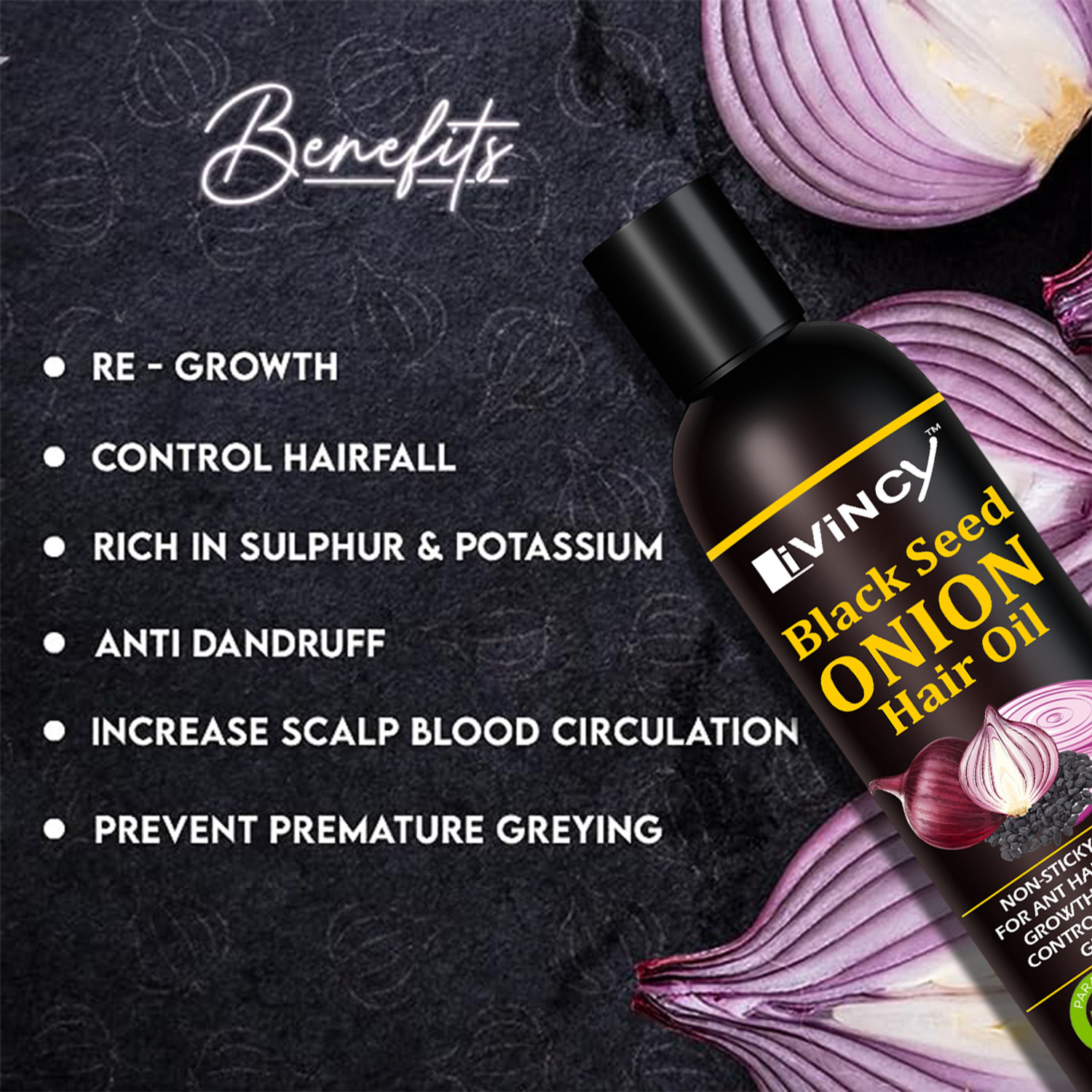 Image of Livincy onion oil for hair growth red onion oil black seed onion oil hair growth oil Hair Oil
