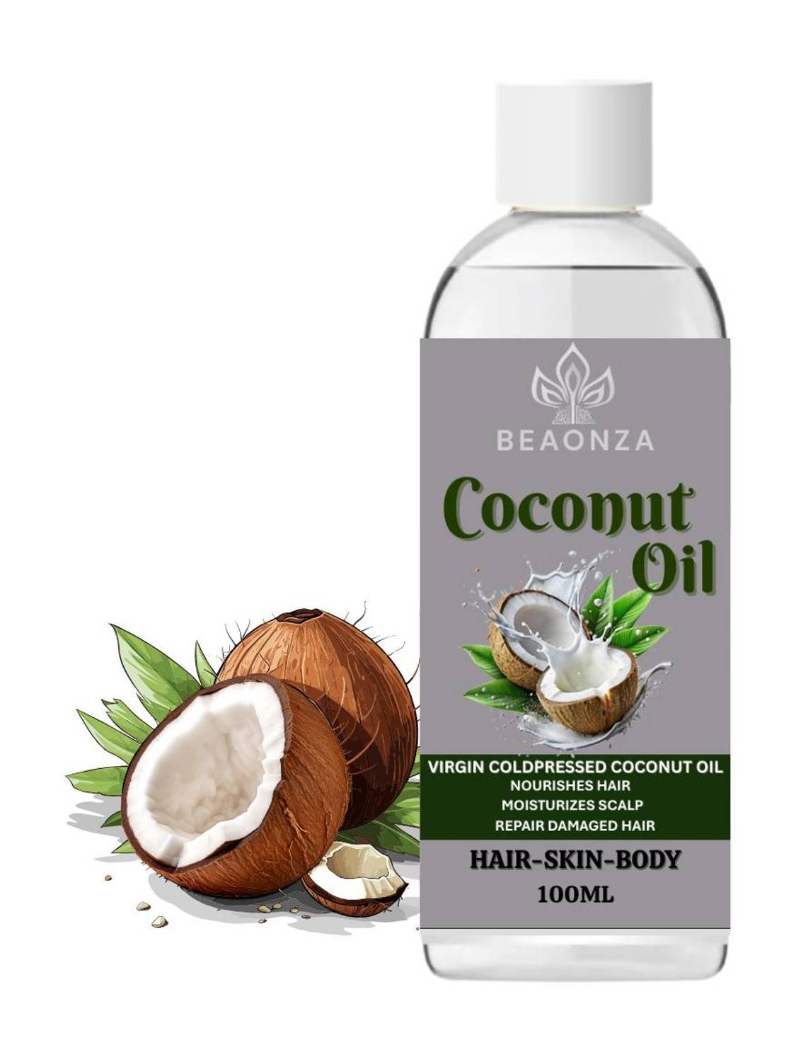 BEAONZA virgin cold pressed coconut oil for hair and skin-100% pure & natural Hair Oil