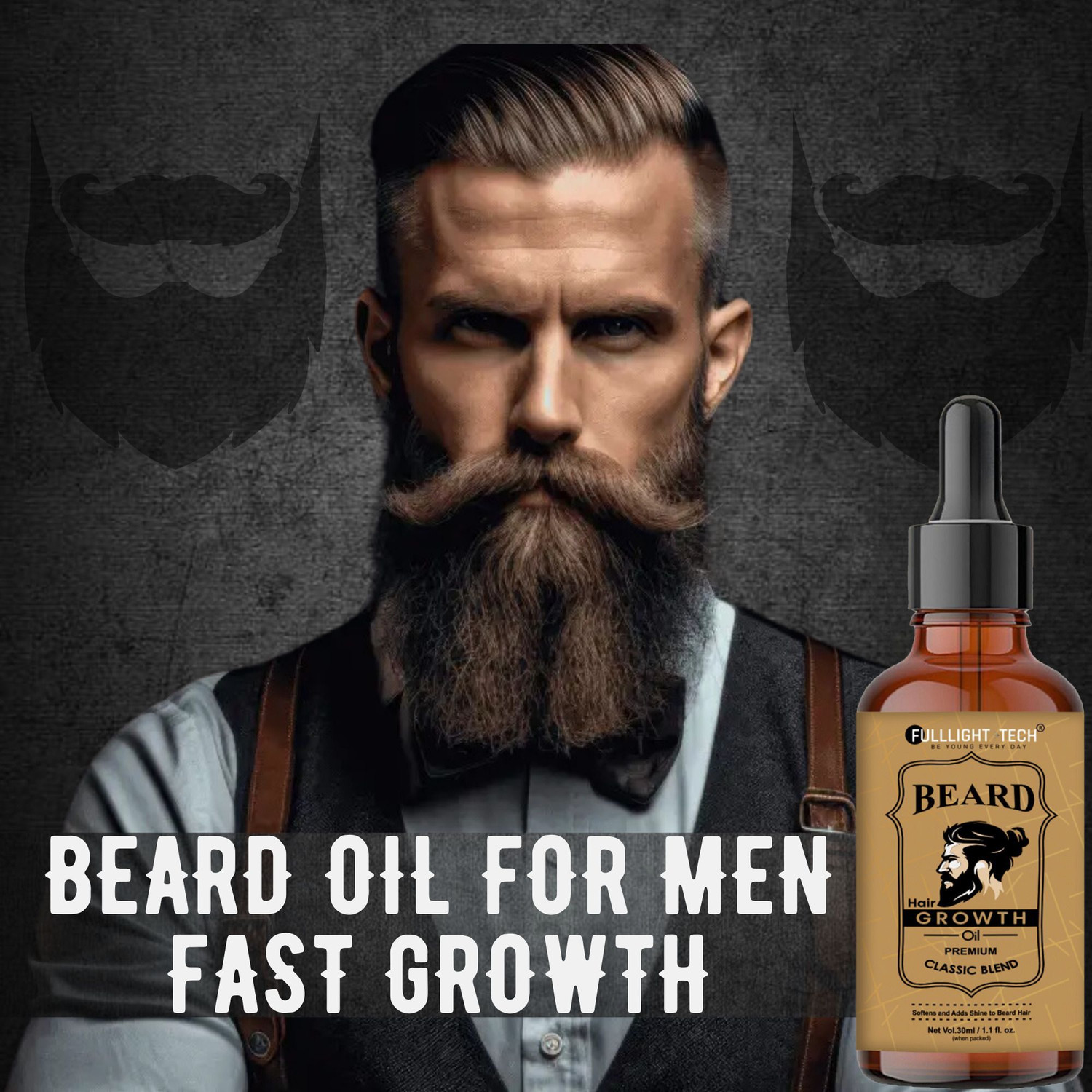 Image of FULLLIGHT TECH Beard oil Advanced Beard Growth Oil For Men Created by Barbers Hair Oli Hair Oil