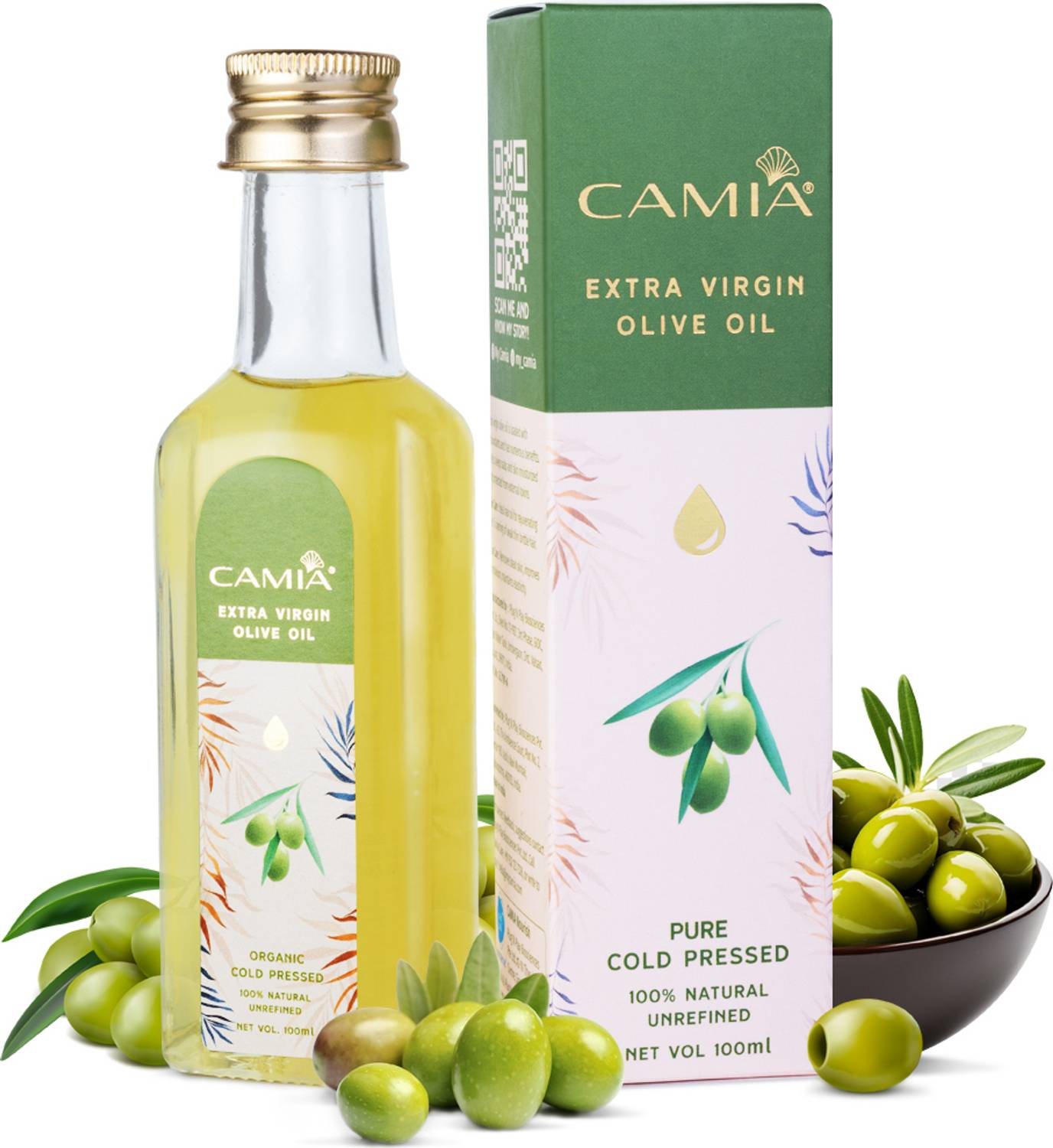 CAMIA EXTRA VIRGIN OLIVE OIL|ORGANIC|COLD PRESSED|100% PURE NATURAL|UNREFINED 100ML