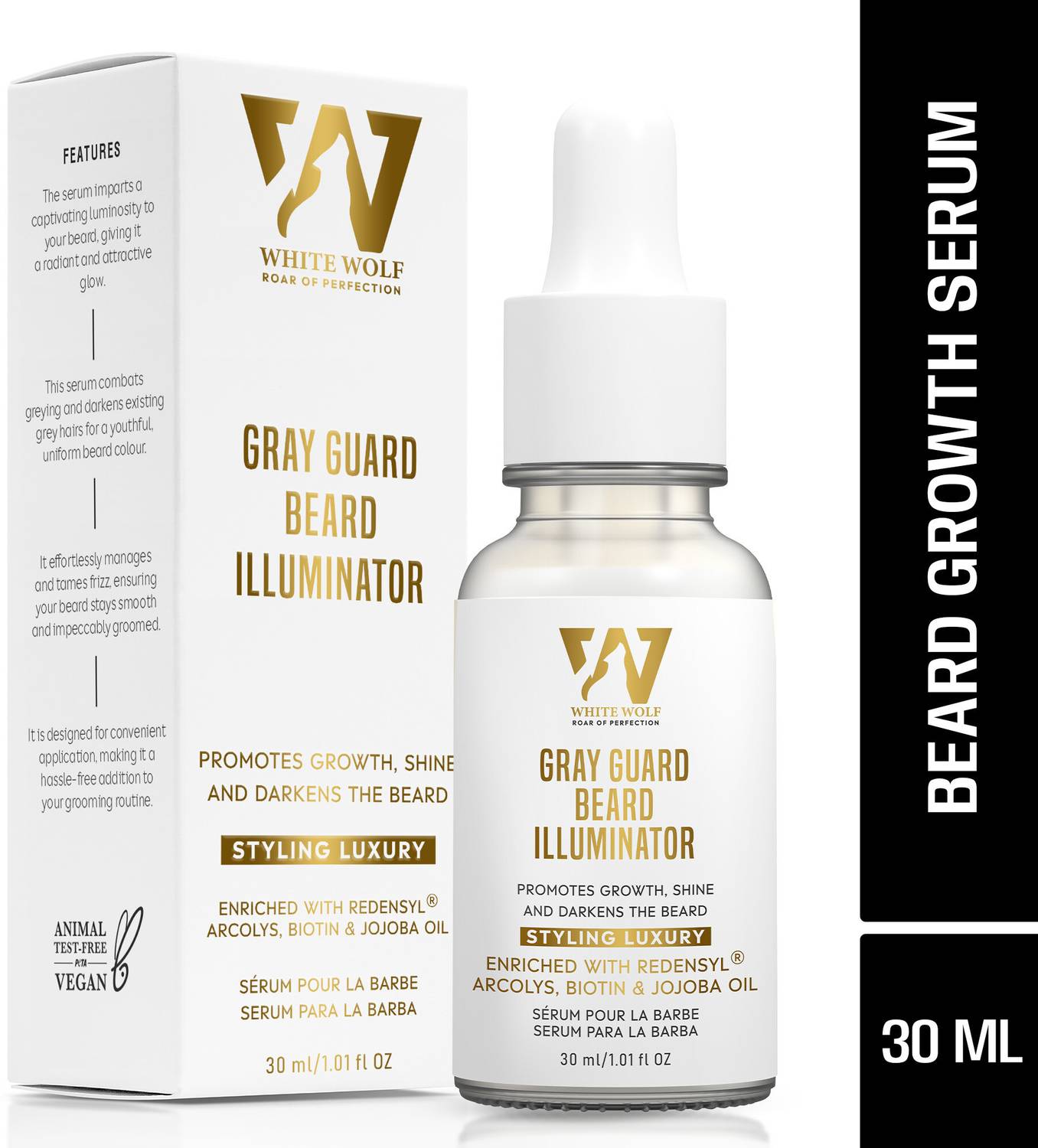 White Wolf Gray Guard Beard Illuminating Serum Beard Growth Oil F