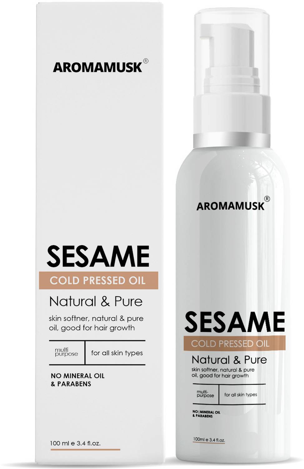 aromamusk USDA Organic 100% Pure Cold Pressed Extra Virgin Sesame Oil For Hair And Skin Hair Oil