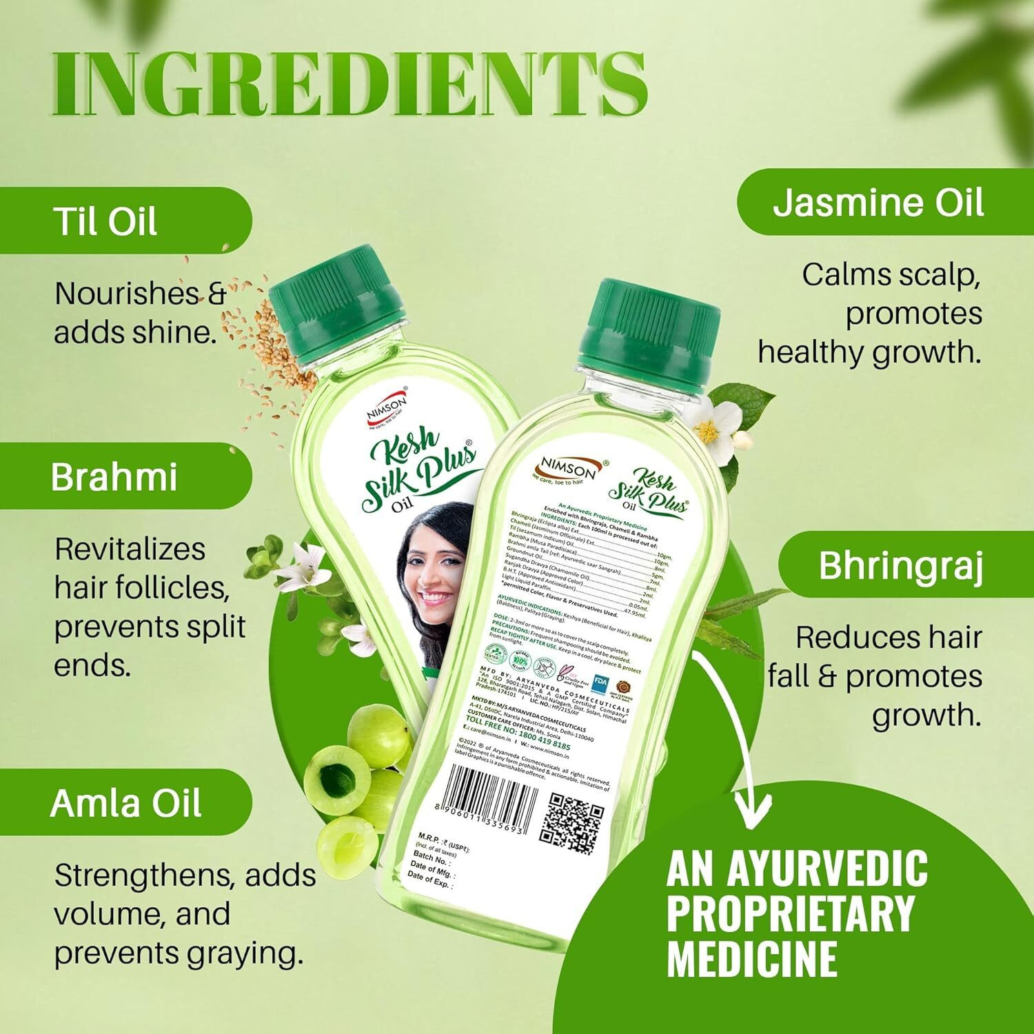 Image of Nimson Kesh Silk Plus Hair Oil Anti-Greying & Hair Fall Control Bhringraj & Amla Hair Oil