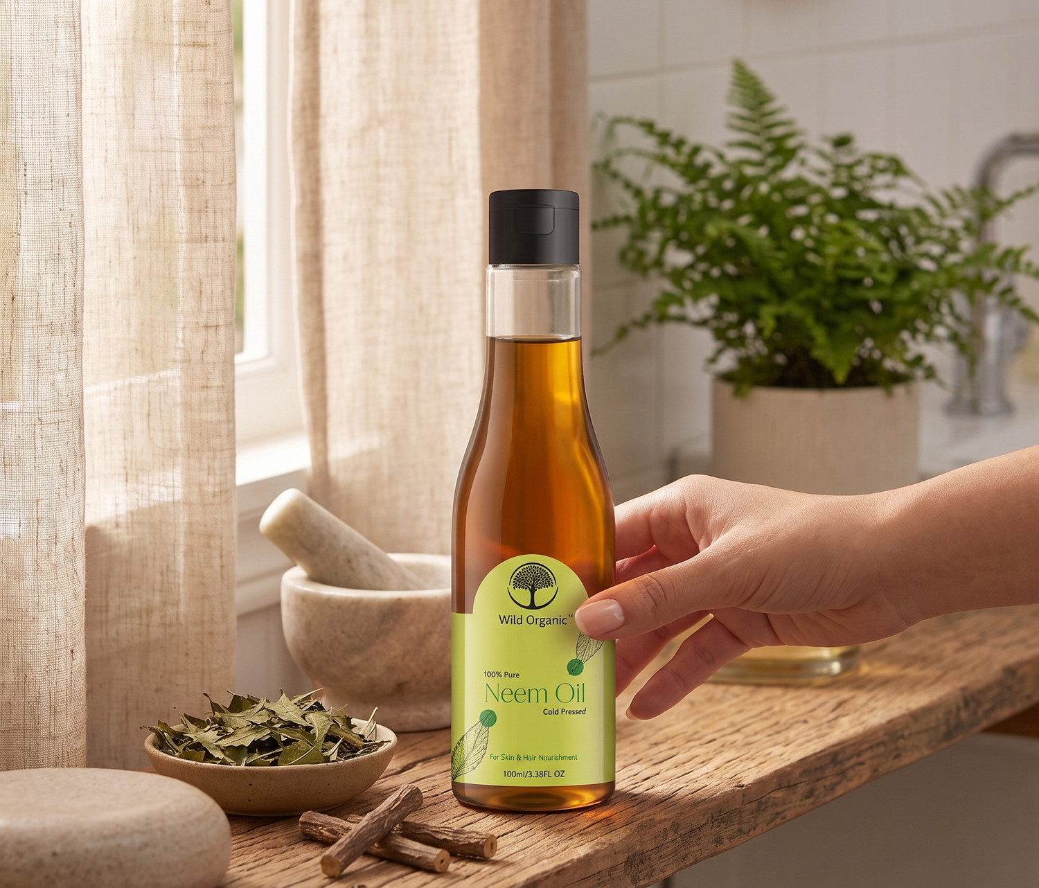 Image of WILD ORGANIC Cold Pressed Neem Hair & Skin Oil Hair Oil