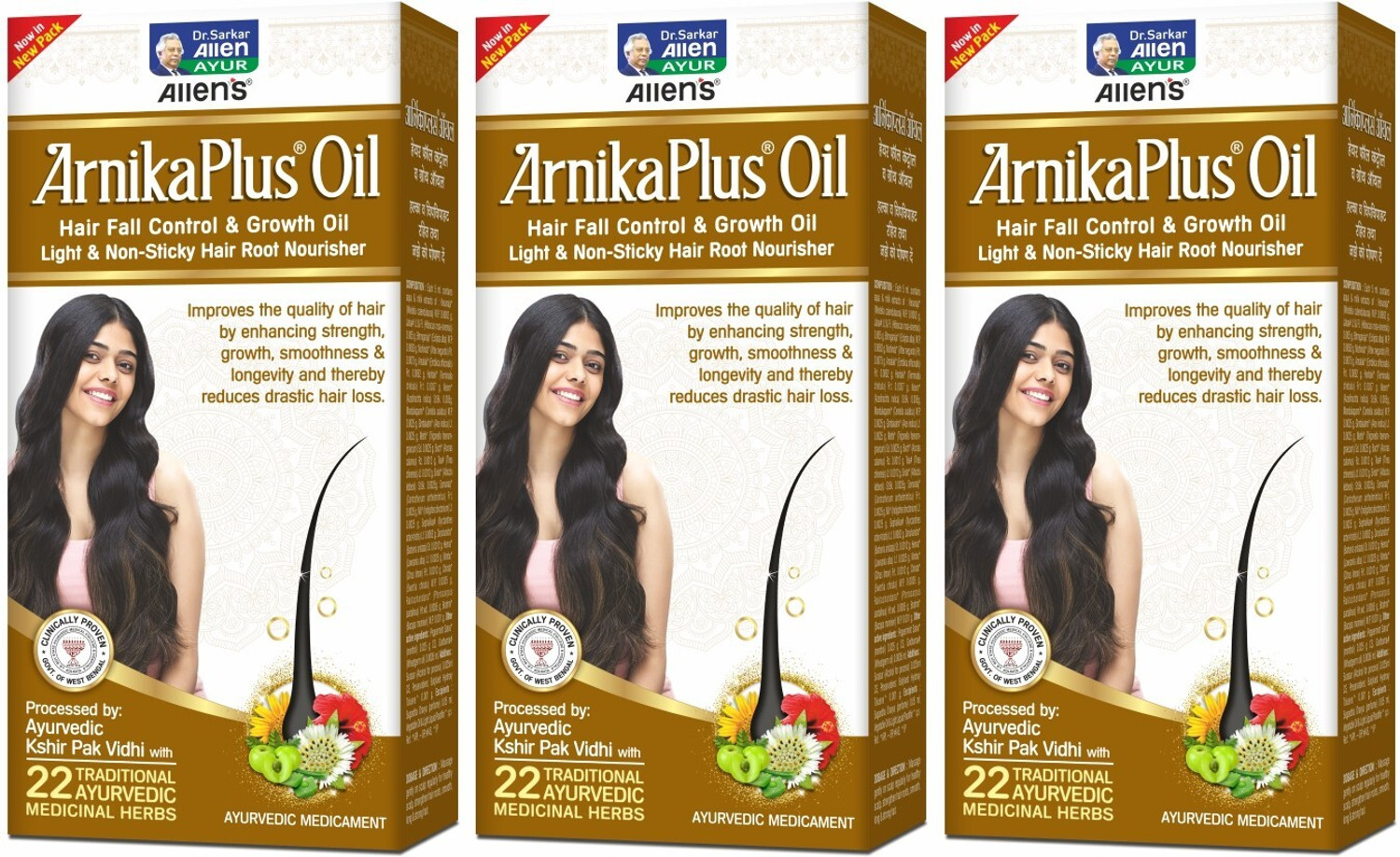 Image of Allen's ArnikaPlus OIl (100ml X 3) Hair Oil