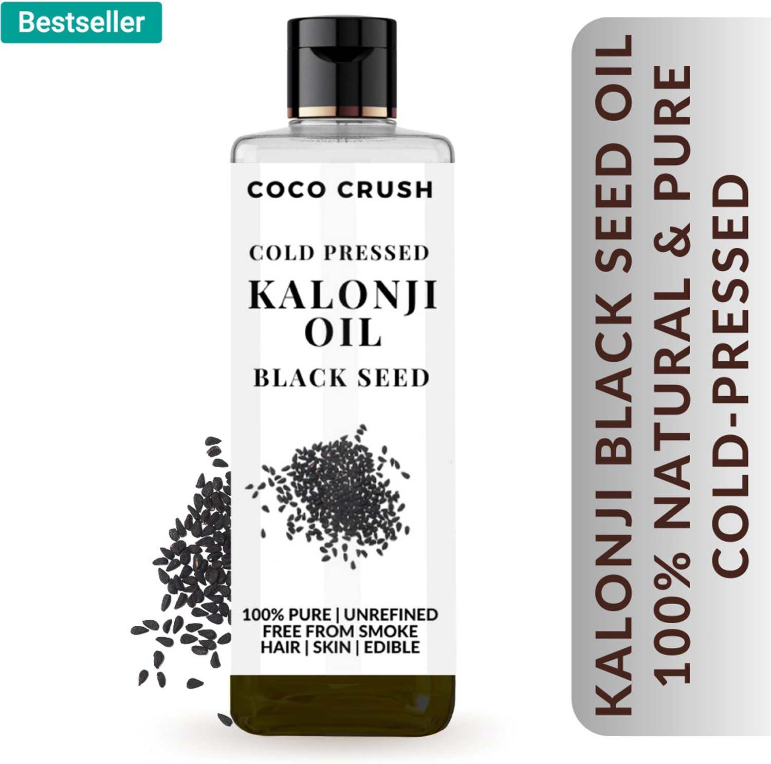 Image of COCO CRUSH Cold pressed Kalonji Black Seed Oil for Hair Growth | 100% Natural, Herbal Hair Oil