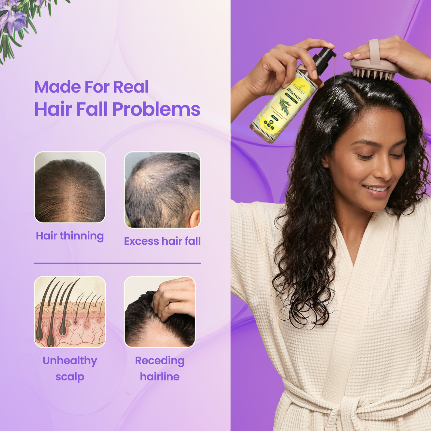 Image of Glosseo Rosemary Premium Hair Oil (Hair Growth Oil) Hair Oil 100 ml Hair Oil