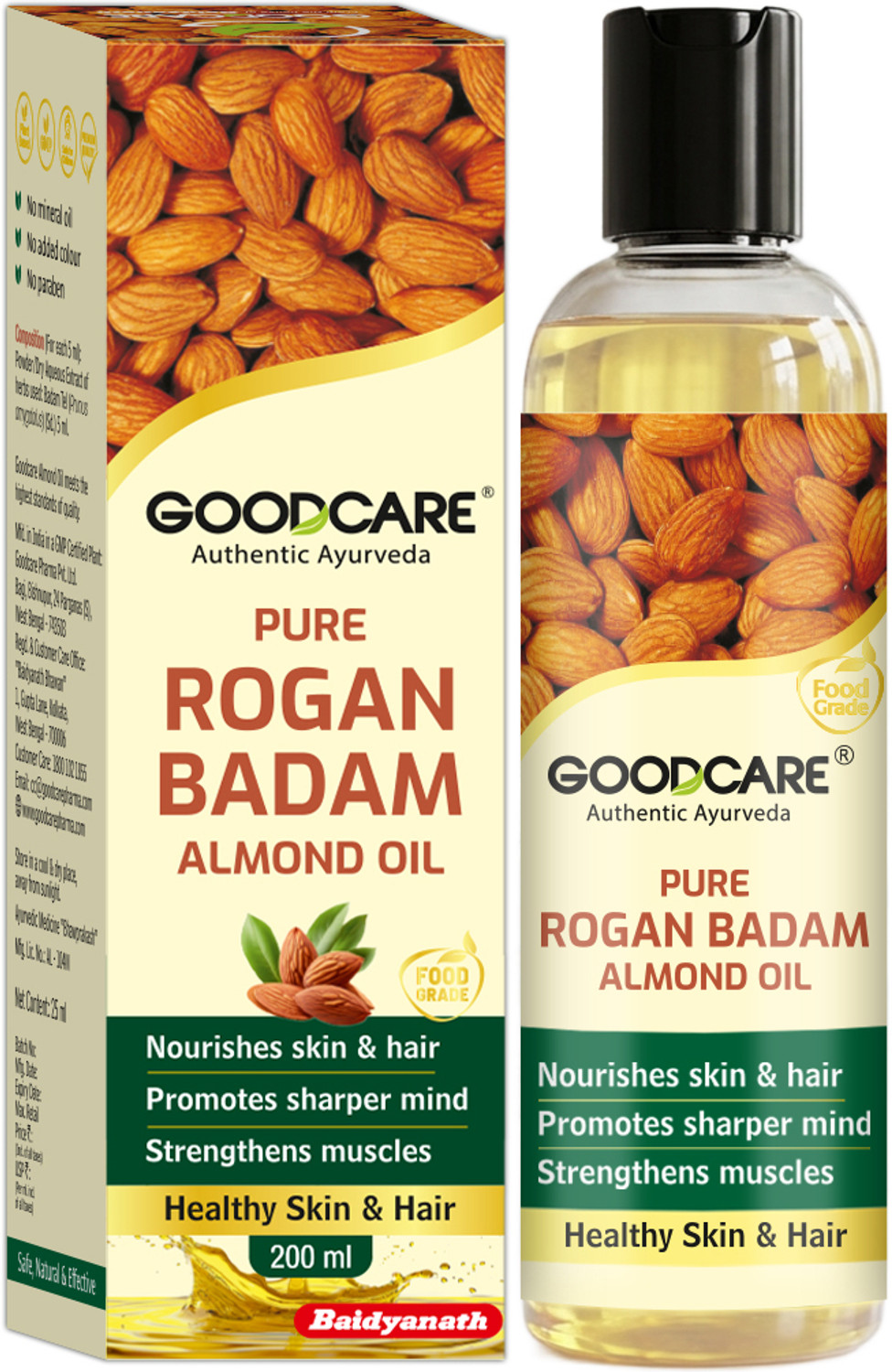 Image of GOODCARE Pure Rogan Badam Almond Oil for Skin, Hair & Memory Care Hair Oil