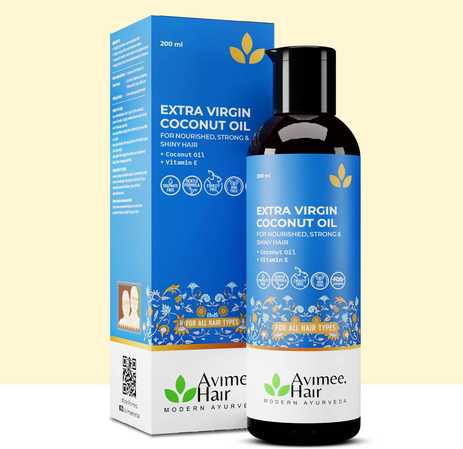 Avimee Herbal Pure Coconut Oil , 100% pure Extra Virgin With Vitamin E, For Hair Growth Hair Oil