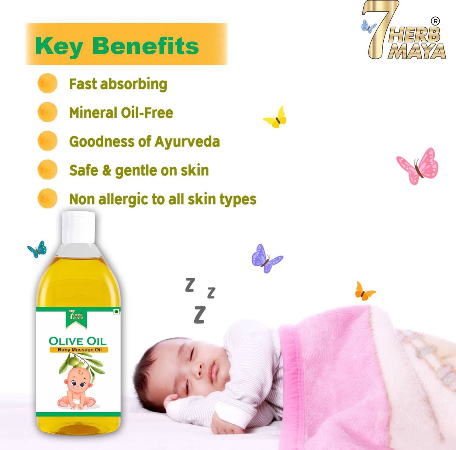 7Herbmaya Olive Oil (Jaitun Tail)- Baby Massage Oil, Moisturizes Skin, Healthy Baby Skin