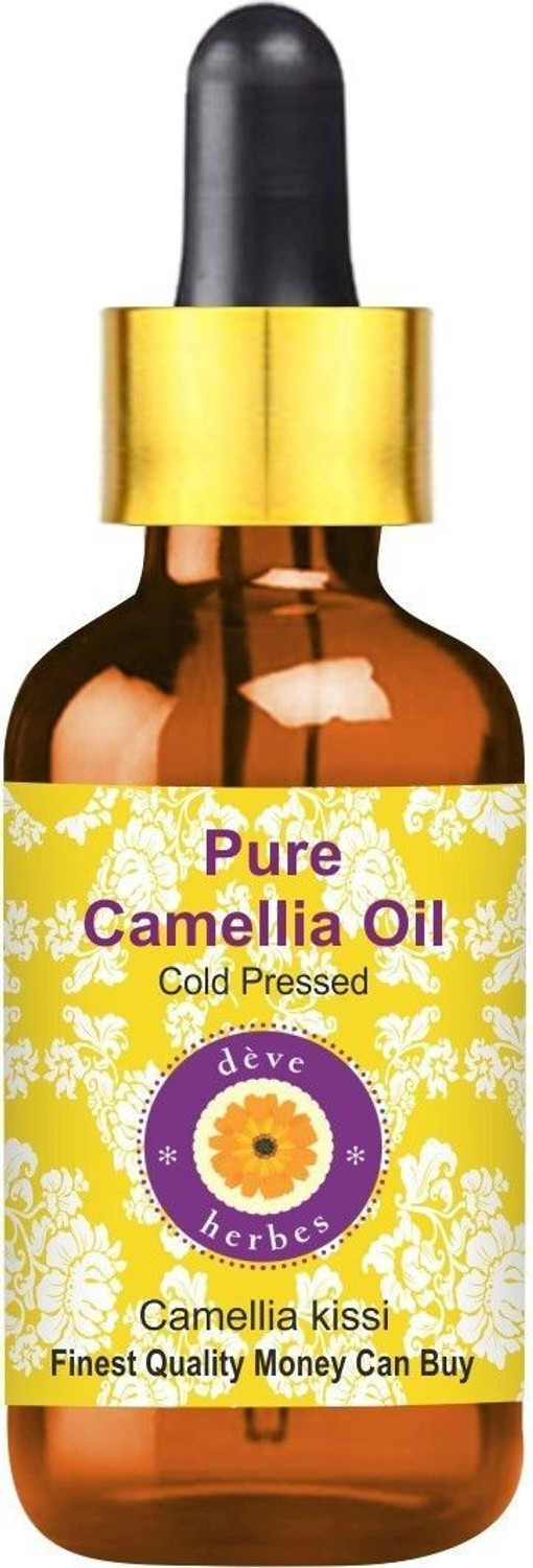Image of deve herbes Pure Camellia Oil (Camellia kissi) with Glass Dropper 100% Natural Therapeutic Grade Cold Pressed